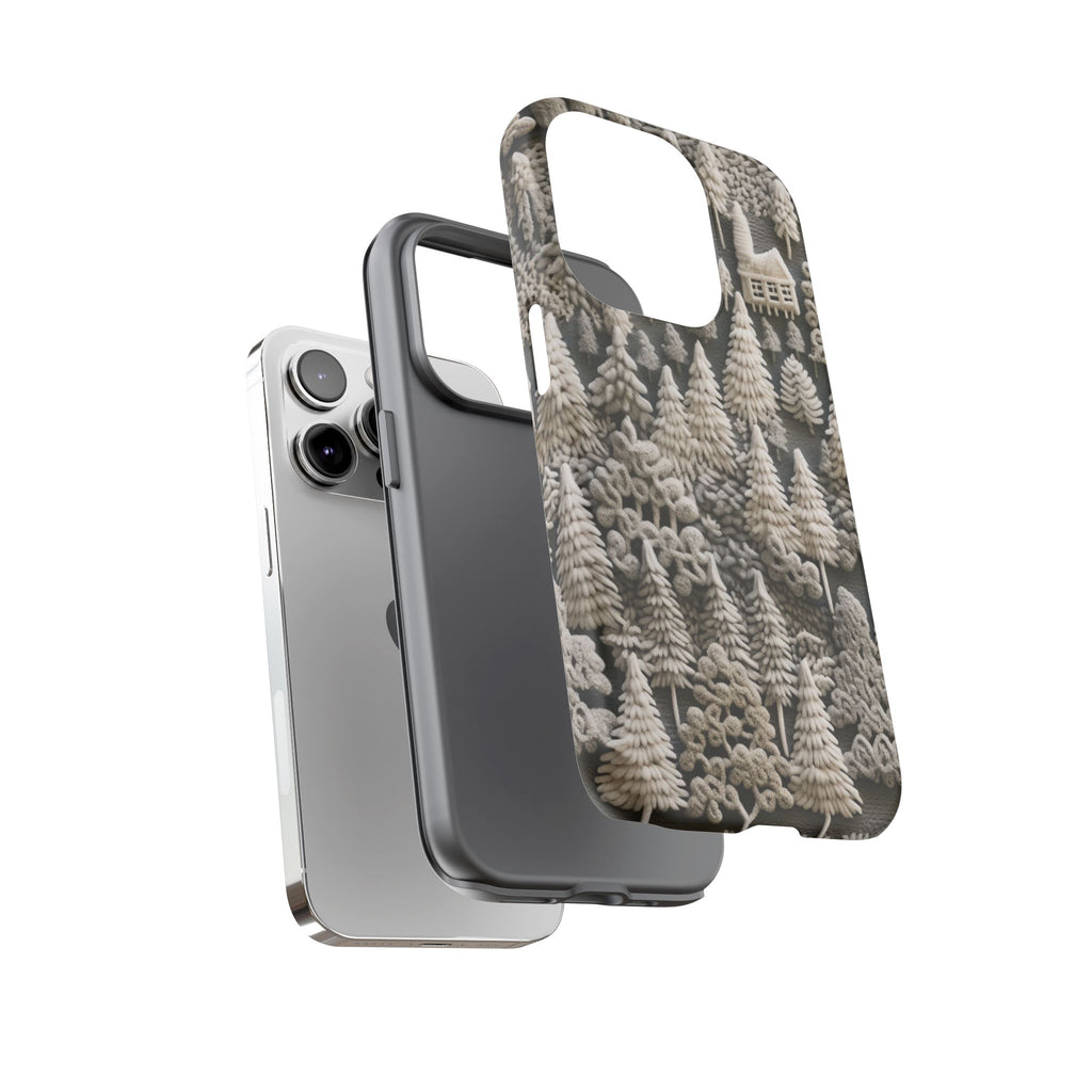 The Frozen Forest, Phone Cover Tough Case with a 3D knitted effect, Winter Motives, iPhone | Samsung