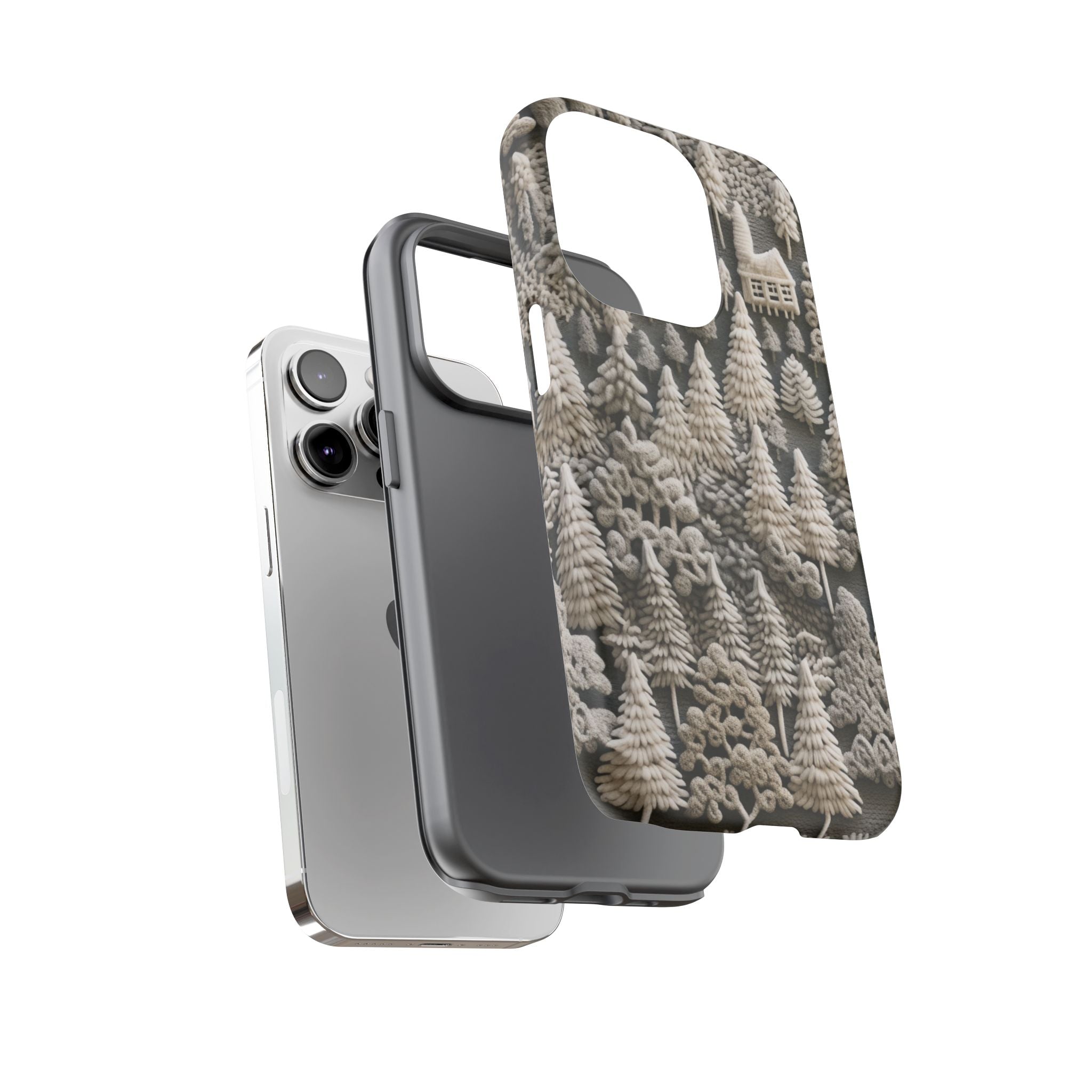 The Frozen Forest, Phone Cover Tough Case with a 3D knitted effect, Winter Motives, iPhone | Samsung