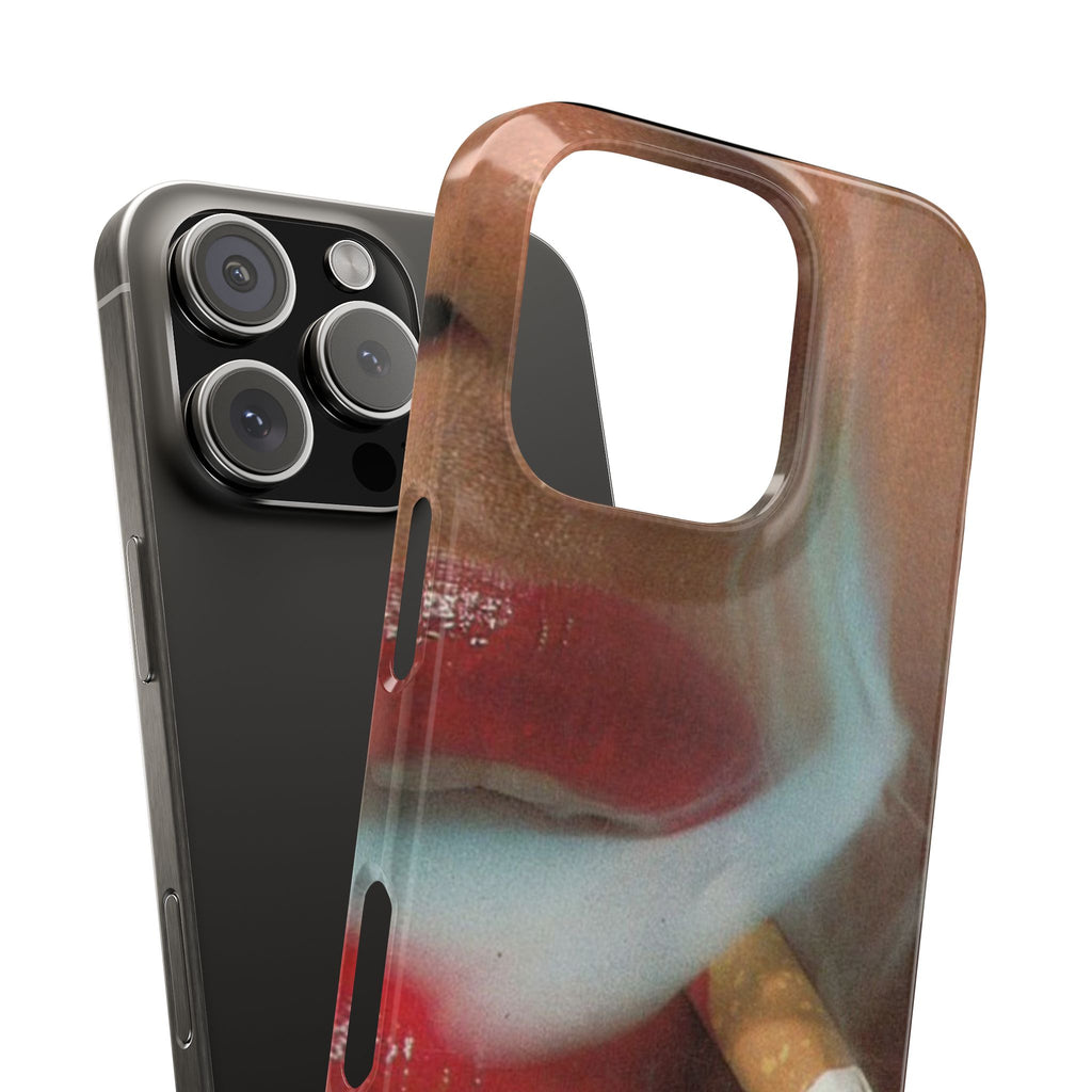 Slim Phone Case,  Stylish, a woman smoking, flirty scene