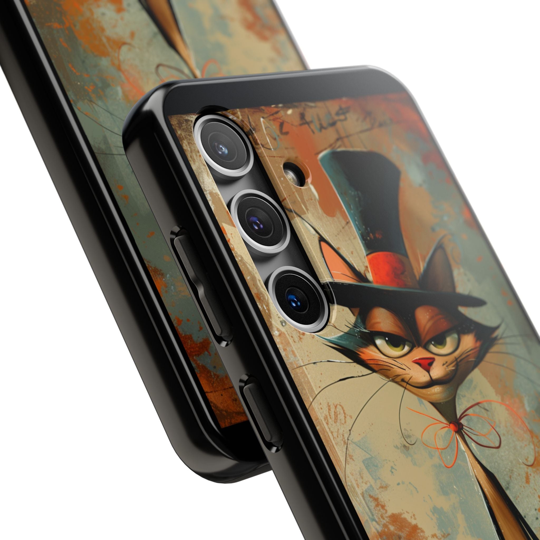 A Black Hat Cat Phone Cover Tough Case, iPhone and Samsung