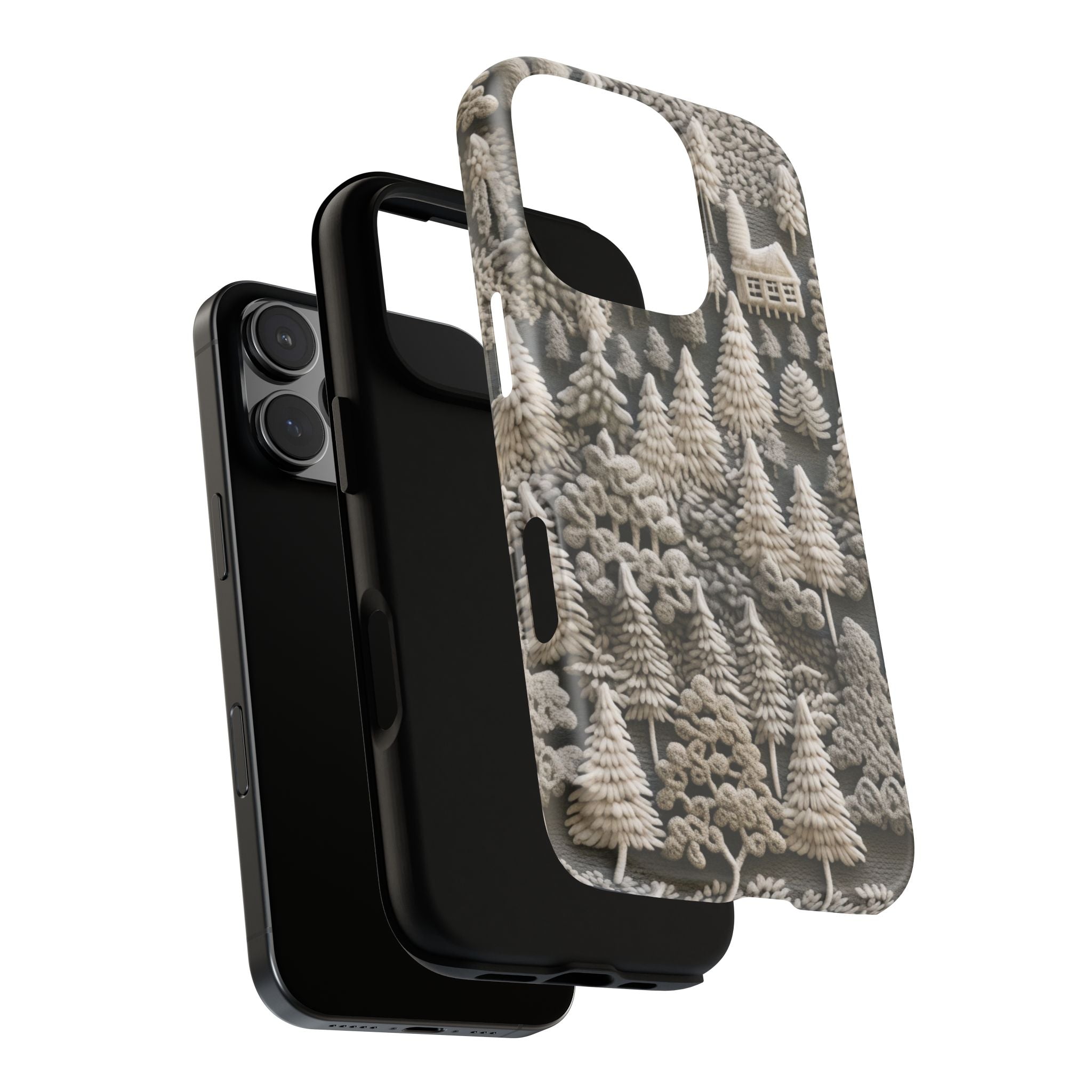 The Frozen Forest, Phone Cover Tough Case with a 3D knitted effect, Winter Motives, iPhone | Samsung