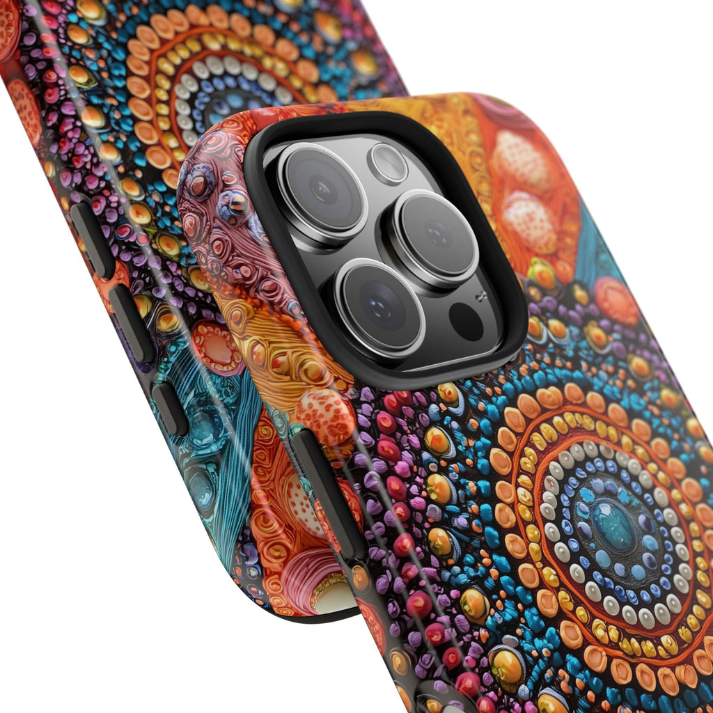 A Vibrant Mandala Pattern II, Dots and Circles, Phone Cover Tough Case, iPhone | Samsung