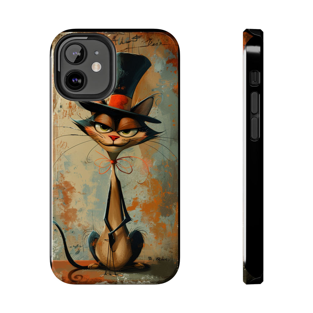 A Black Hat Cat Phone Cover Tough Case, iPhone and Samsung