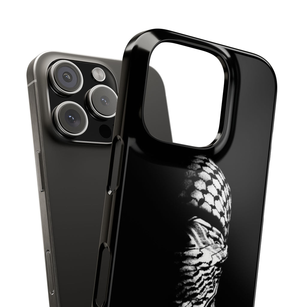 Slim Phone Cases - Palestinian Freedom Fighter Keffiyeh Warrior, Minimalist Black White Photography, High Contrast Low Key Lighting, High