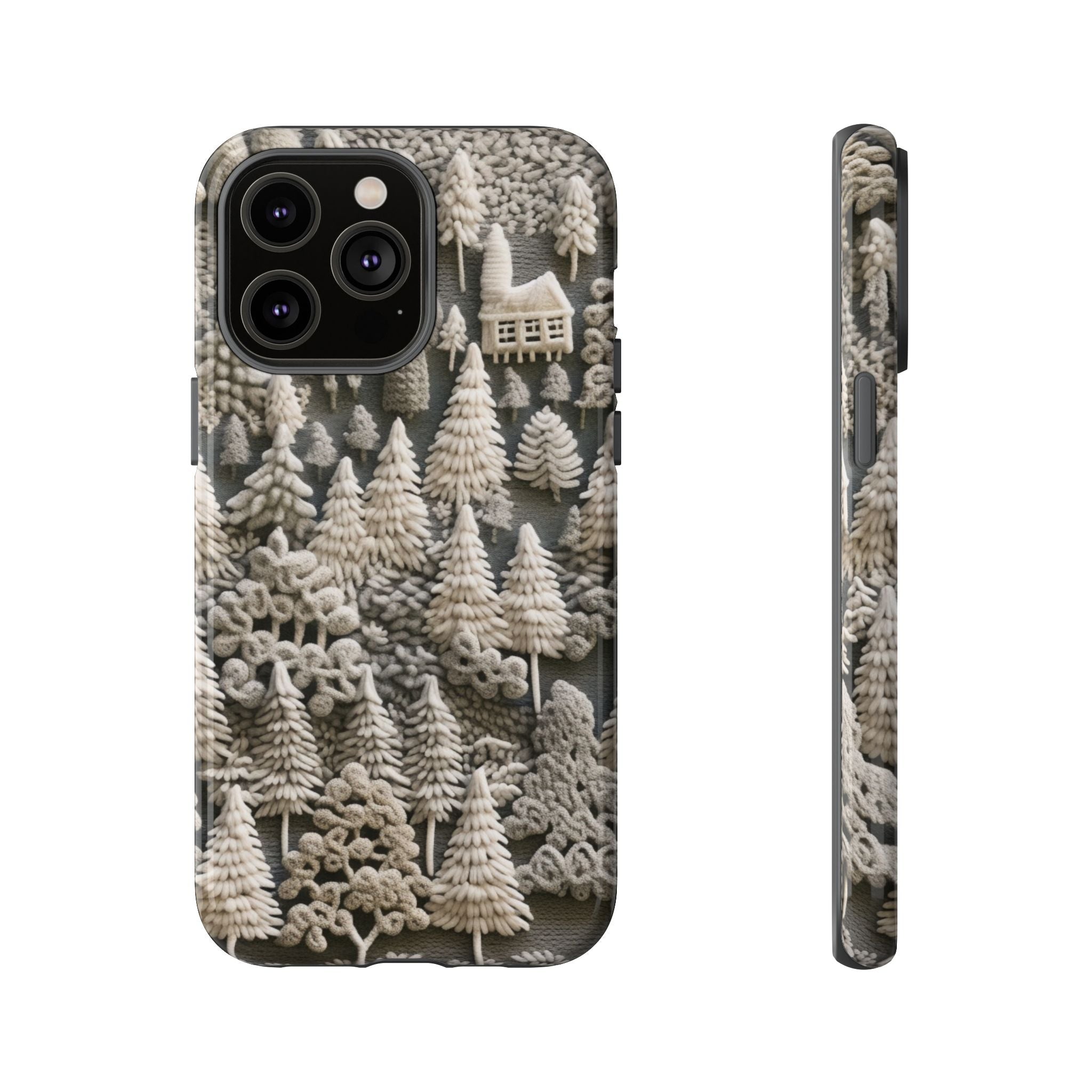 The Frozen Forest, Phone Cover Tough Case with a 3D knitted effect, Winter Motives, iPhone | Samsung
