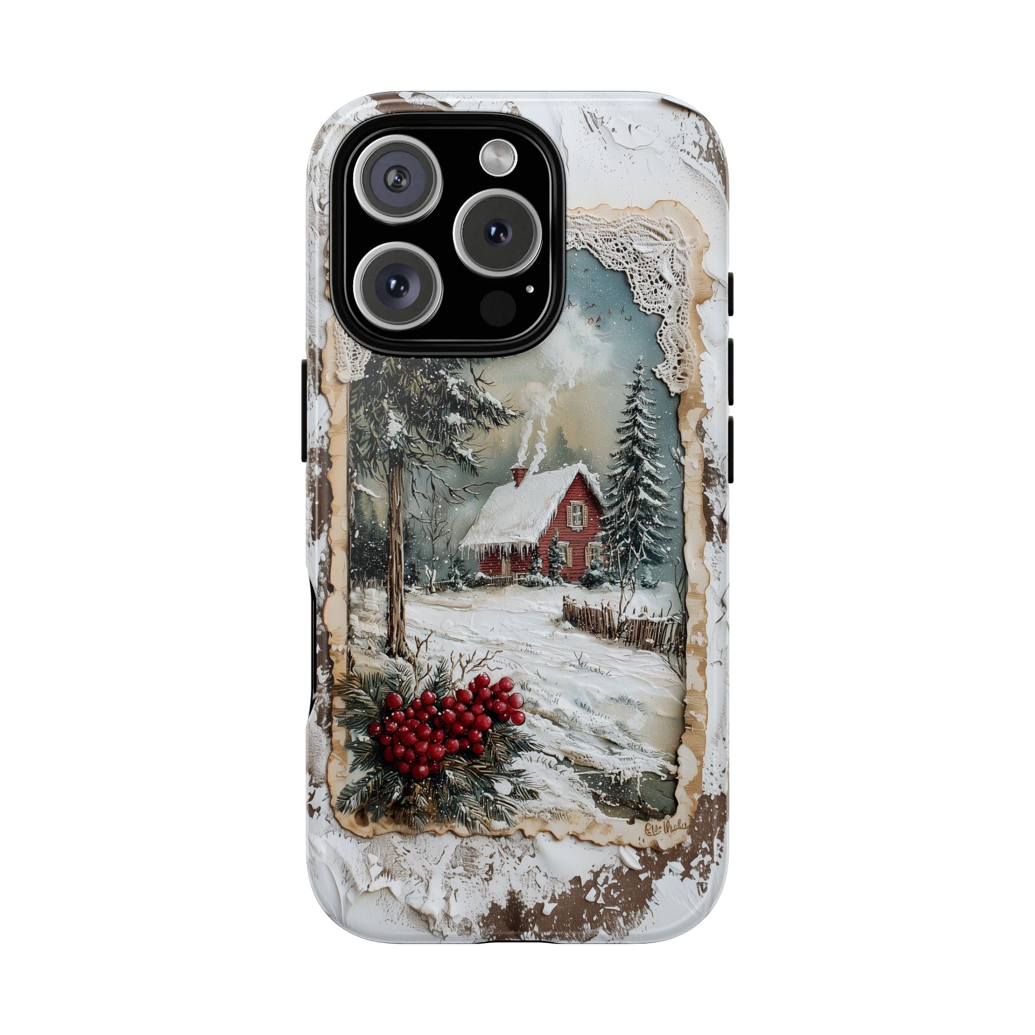 Phone Cases Vintage Christmas Red House