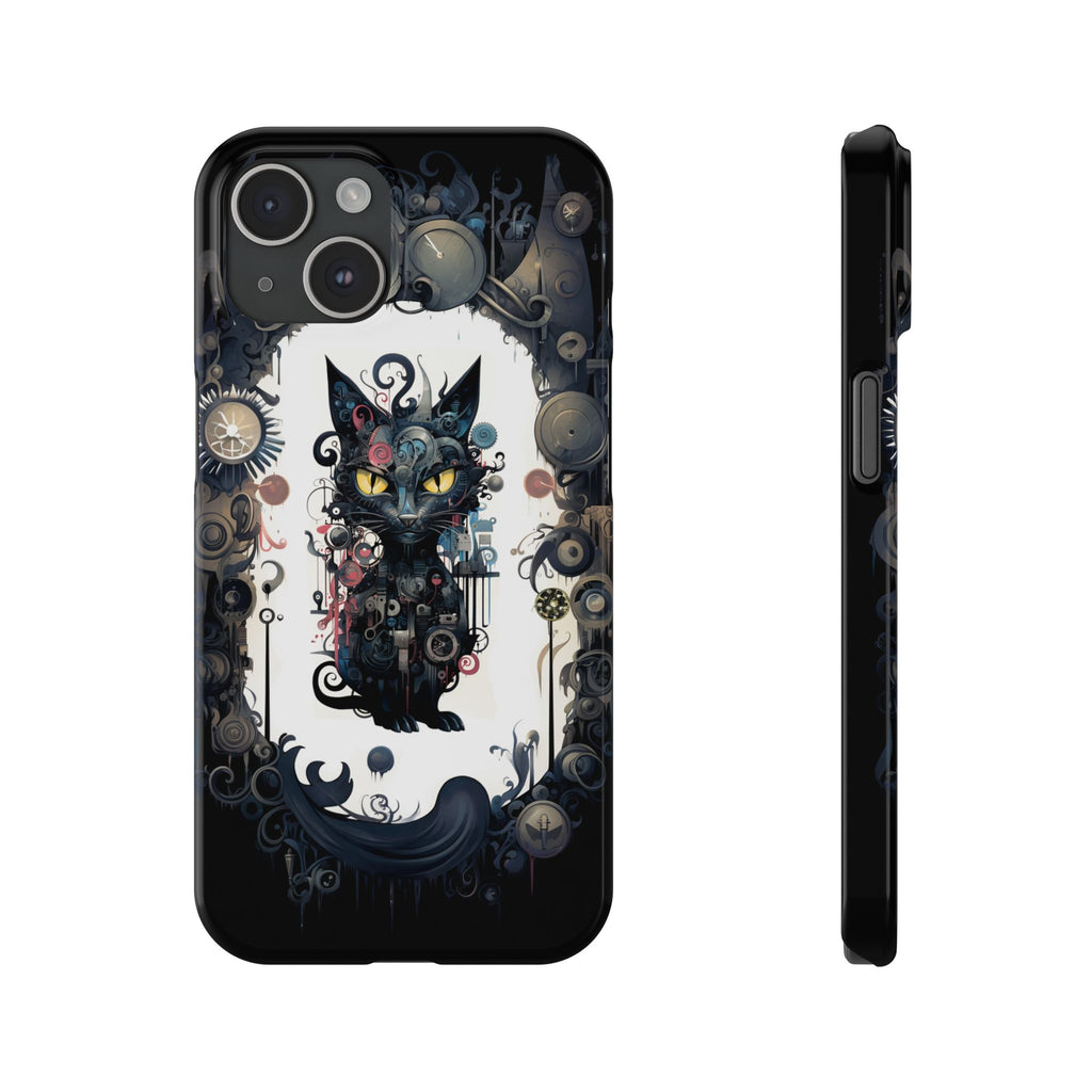 Clockpunk Cat 3: Feline Marvel iPhone Slim Case, blend of art and mechanics, avant-garde iPhone case