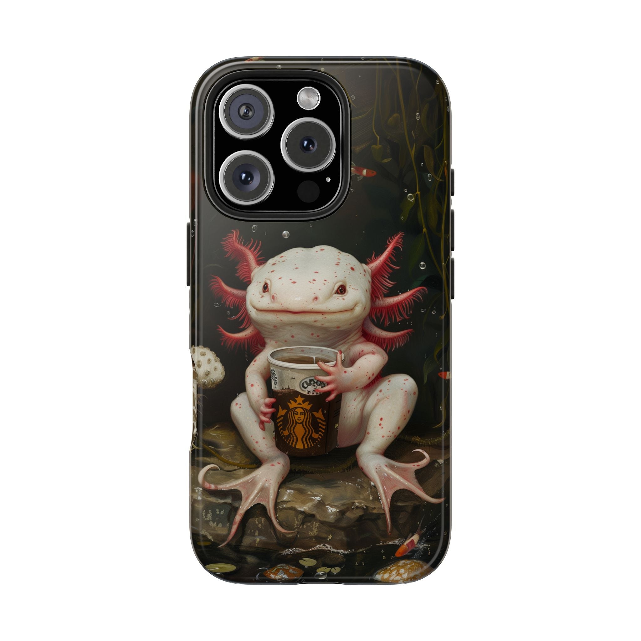 Axolotl drinking Coffee, Strong Protection for iPhone and Samsung
