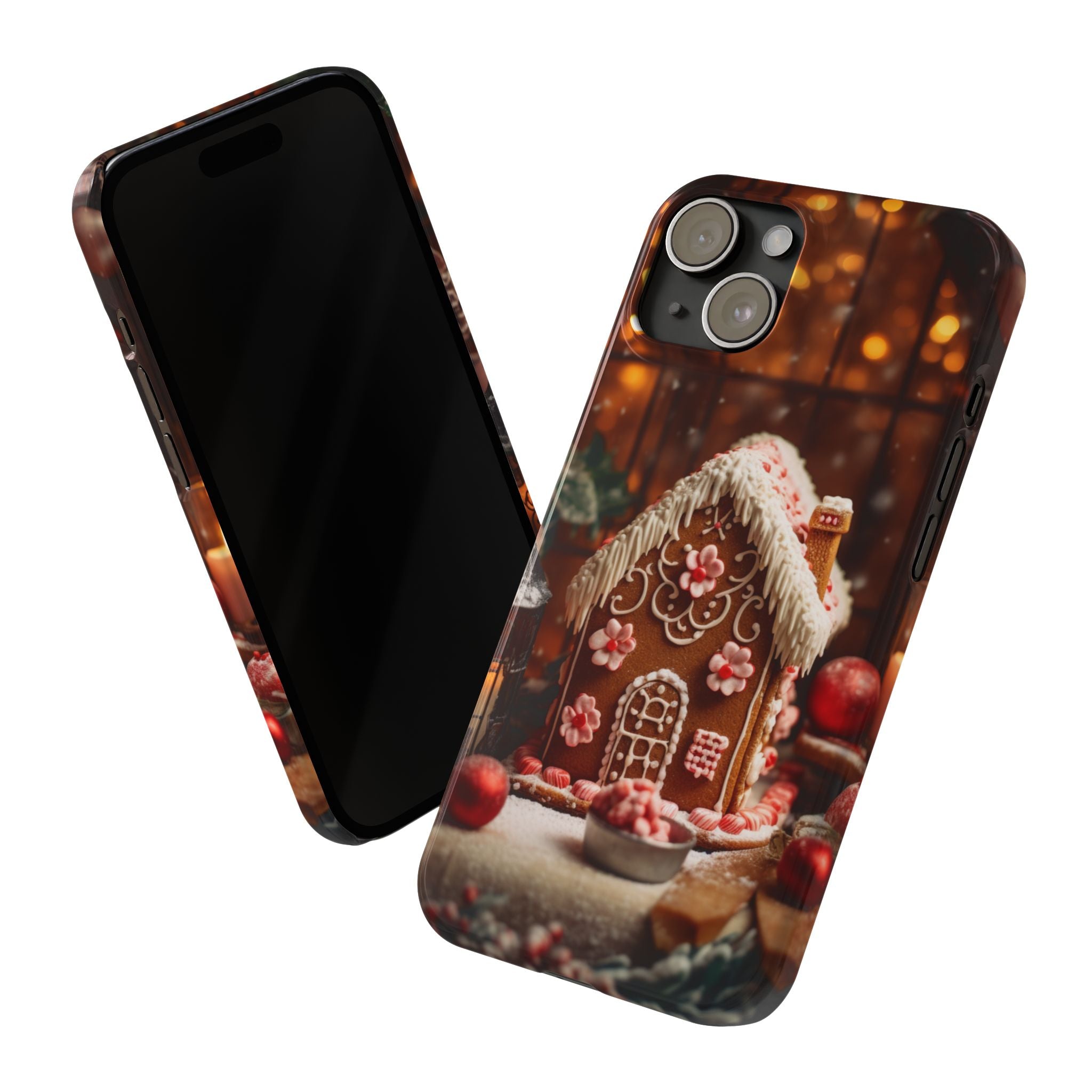 Gingerbread House 3, Christmas Village, Slim Phone Case for iPhone, Snowy Christmas Gingerbread House case, Cottagecore Winter iPhone Cover
