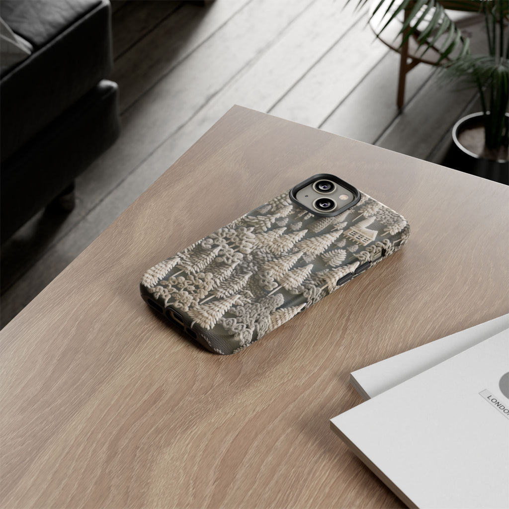 The Frozen Forest, Phone Cover Tough Case with a 3D knitted effect, Winter Motives, iPhone | Samsung