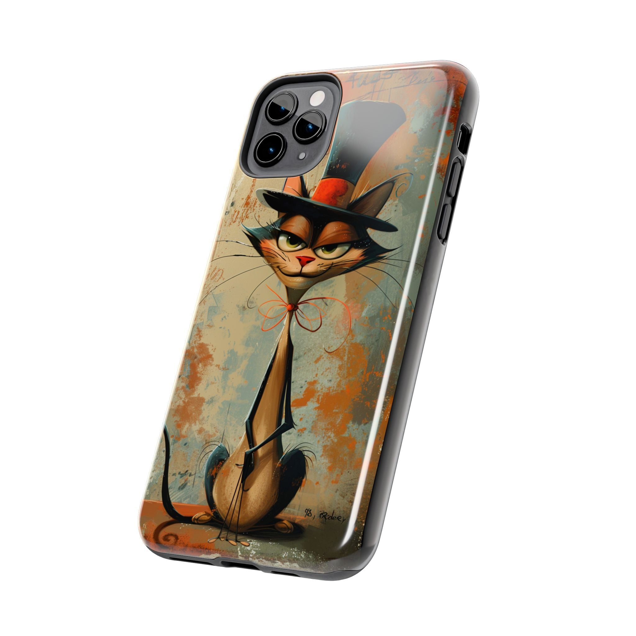 A Black Hat Cat Phone Cover Tough Case, iPhone and Samsung