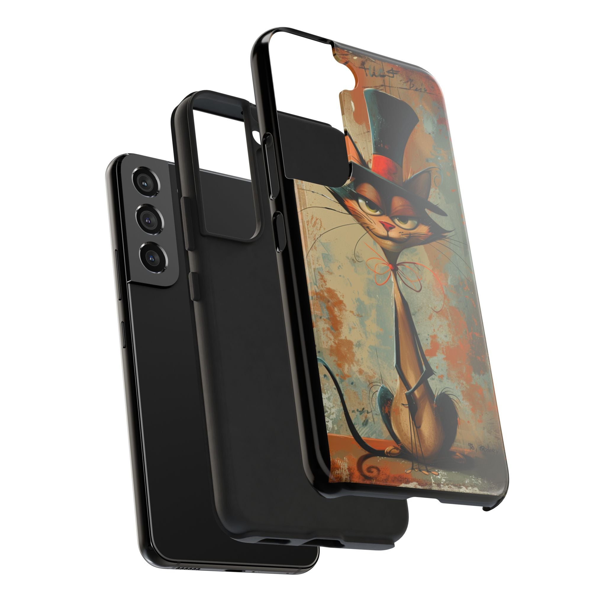 A Black Hat Cat Phone Cover Tough Case, iPhone and Samsung
