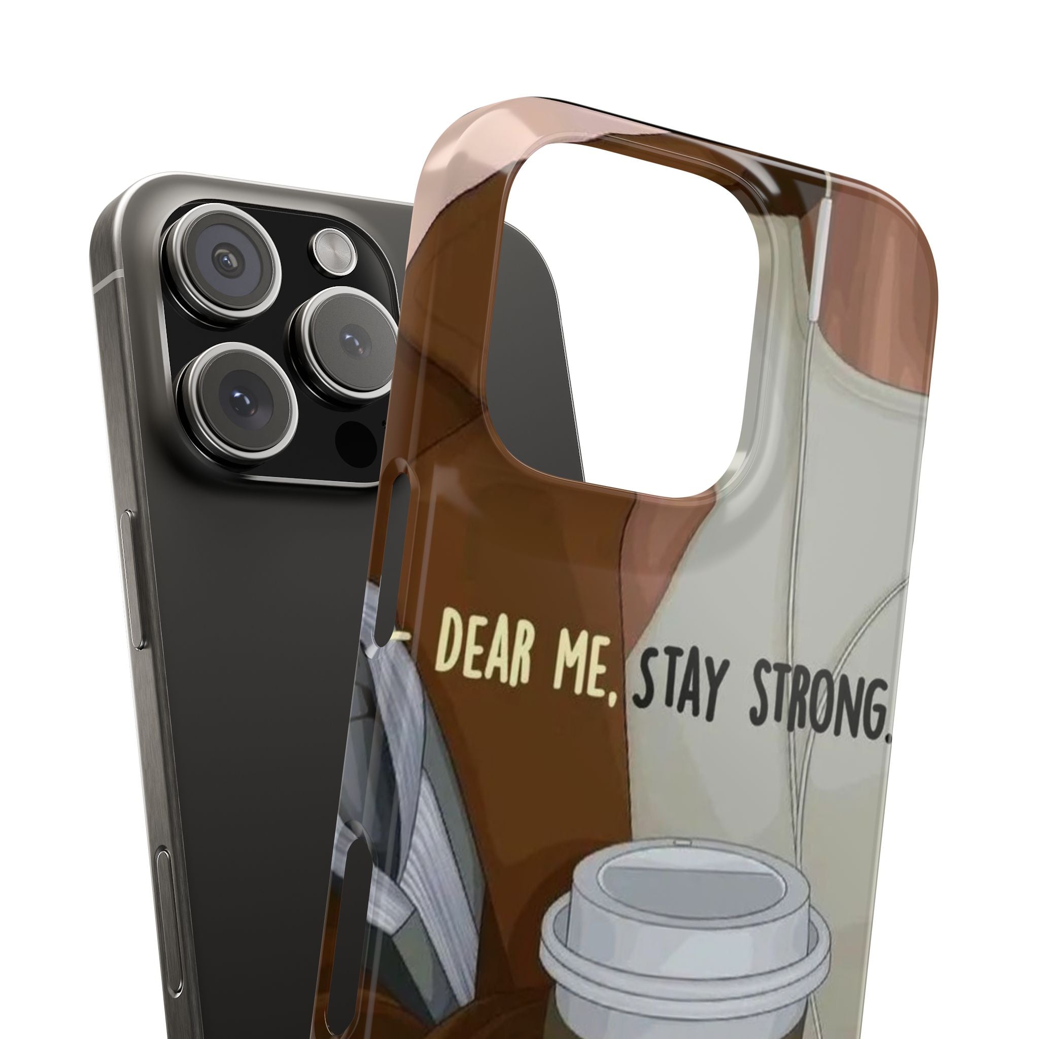 Coffee Lover Phone Case, Girl with Headphones Design, Dear Me Stay Strong, Slim Case for Her, Personalized Gift, Protective Cover, Unique