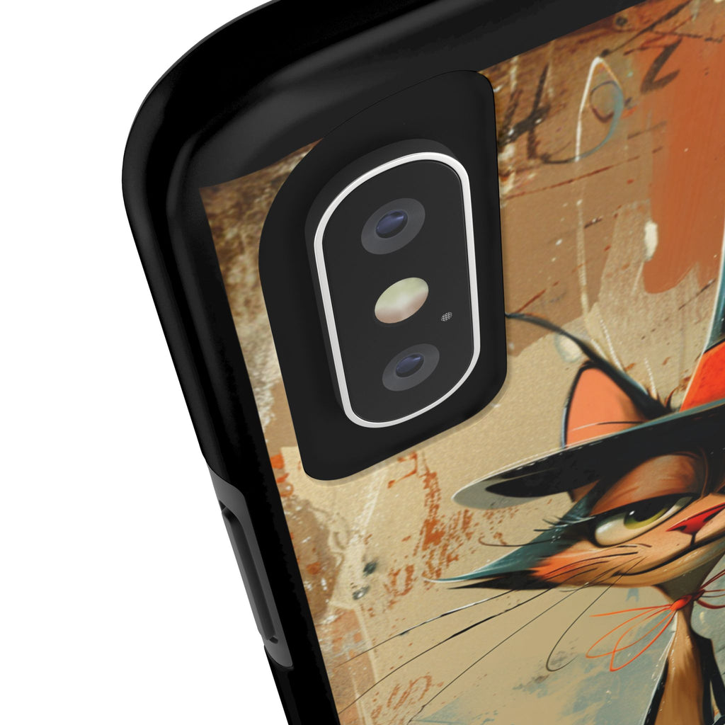 A Black Hat Cat Phone Cover Tough Case, iPhone and Samsung