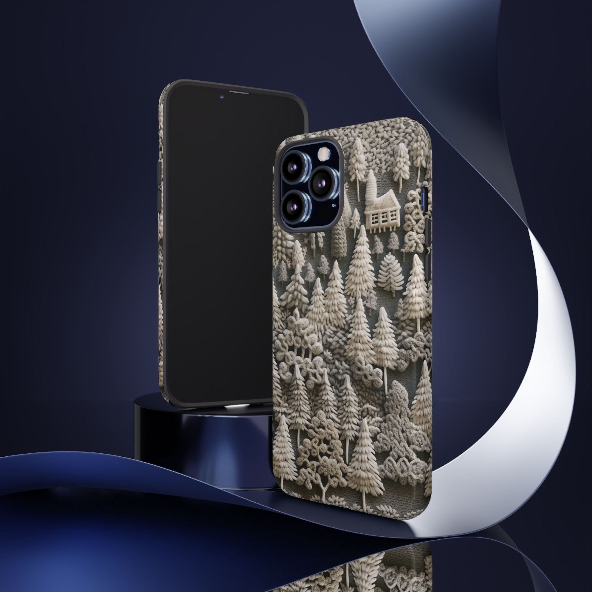 The Frozen Forest, Phone Cover Tough Case with a 3D knitted effect, Winter Motives, iPhone | Samsung