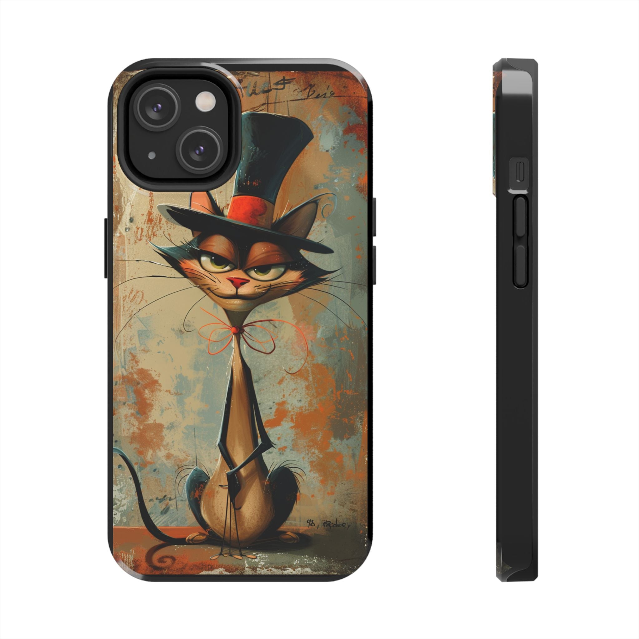 A Black Hat Cat Phone Cover Tough Case, iPhone and Samsung