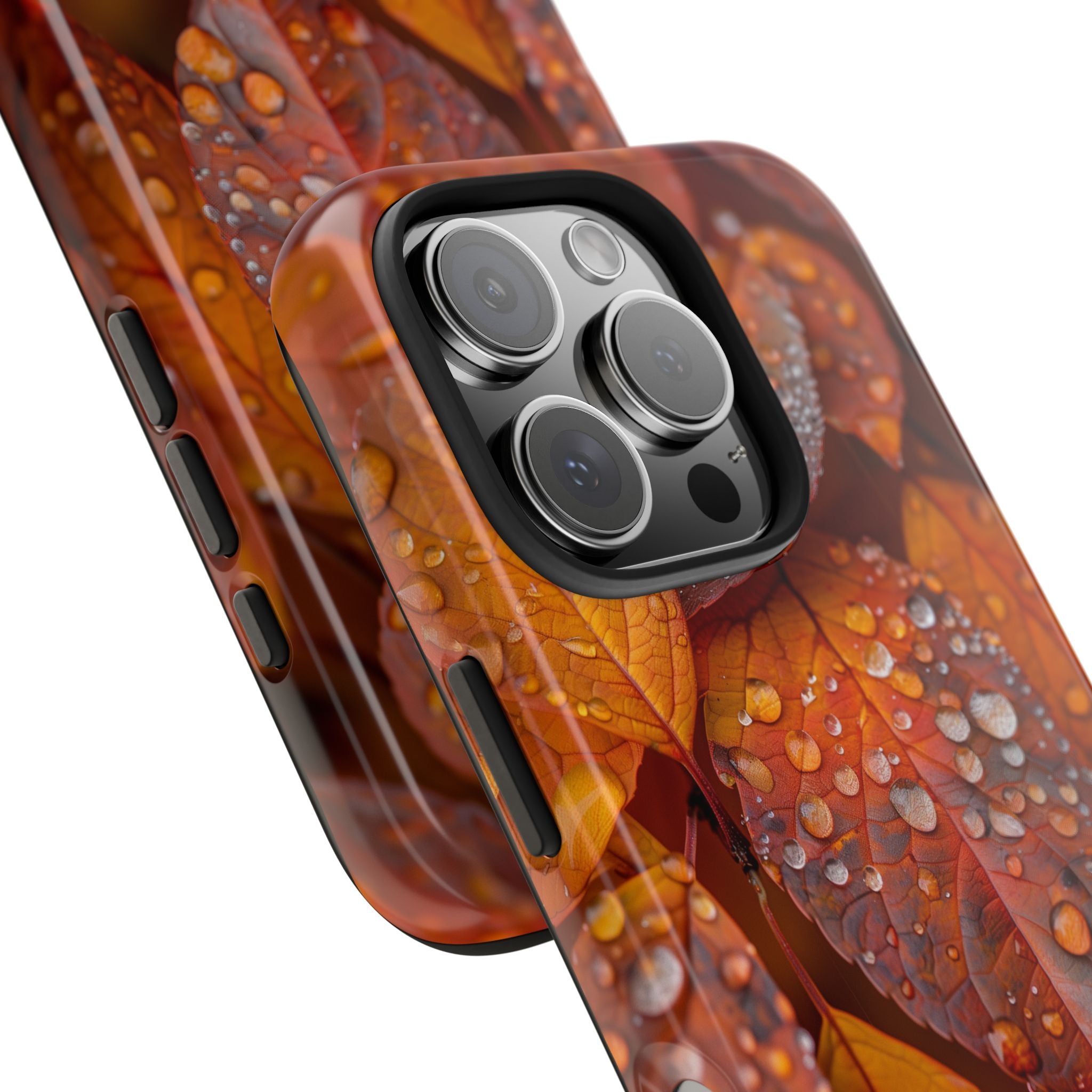 Phone Cases - Autumn Rain Drops, Yellow Leaves Design