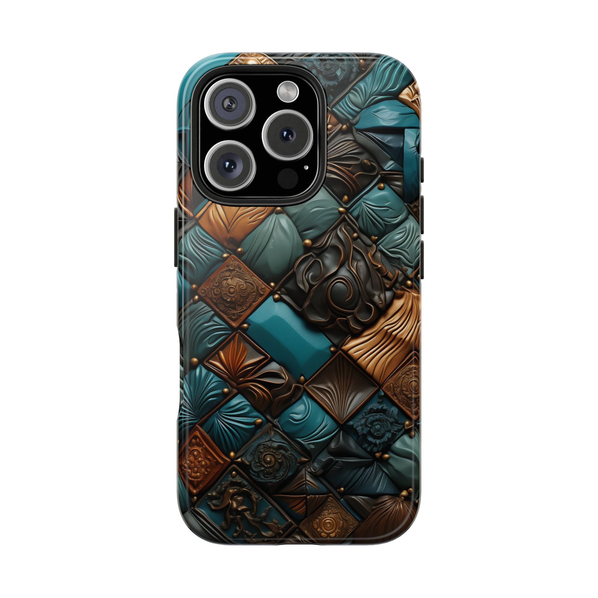 Baroque Art Teal Patchwork, Strong Protection for iPhone and Samsung