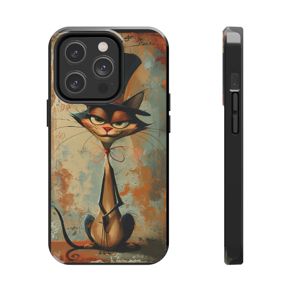 A Black Hat Cat Phone Cover Tough Case, iPhone and Samsung