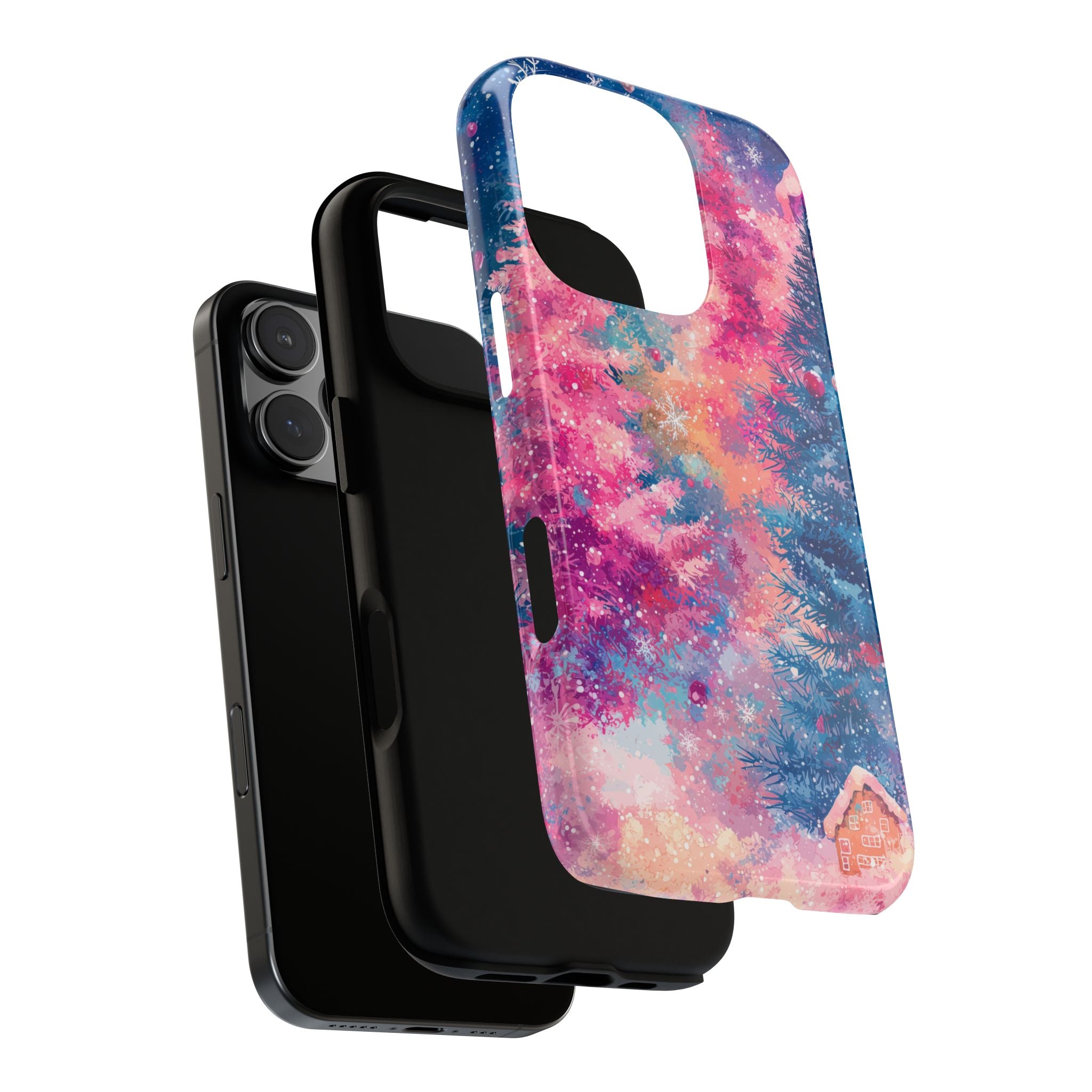Phone Cases Snowfall Christmas Night Blue Pink