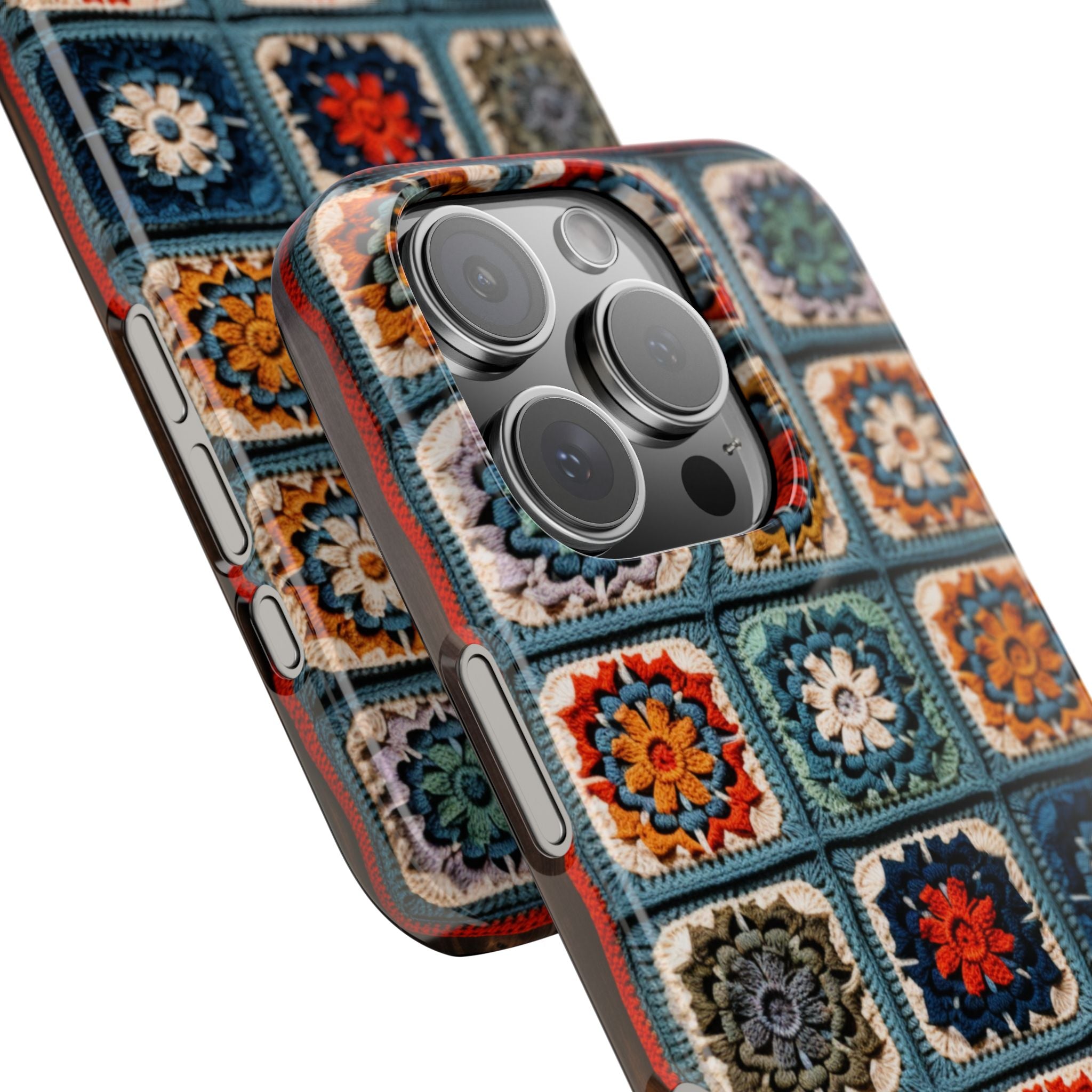 The Granny's Blanket Patchwork Phone Cover, Slim Case, 3D realism, Vintage Crochet Blanket Knit