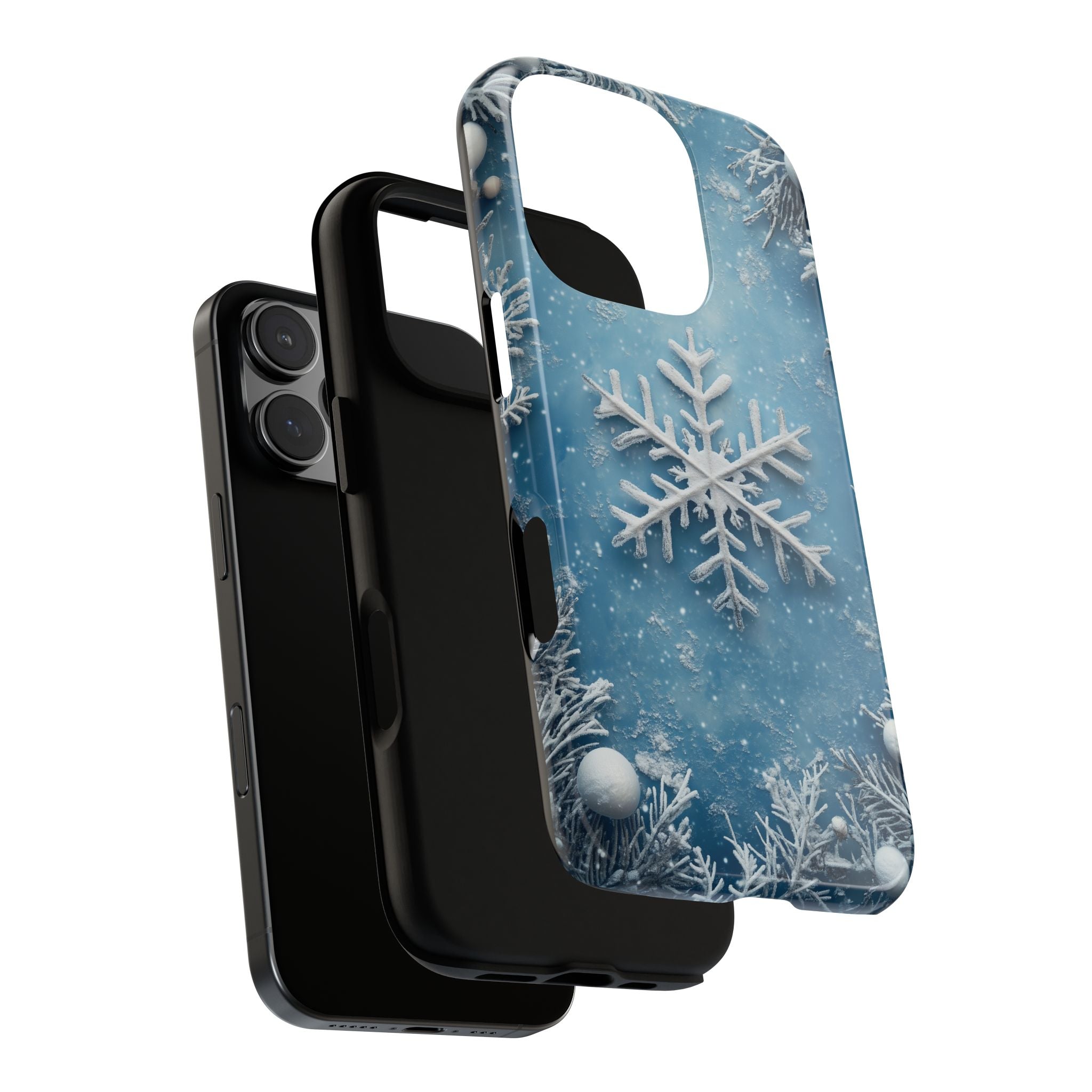 Phone Cases, Vintage Light Blue Snowflake Frame Winter Background, Snowflake Pattern, Winter Accessories, Snowflake Phone Covers, Christmas
