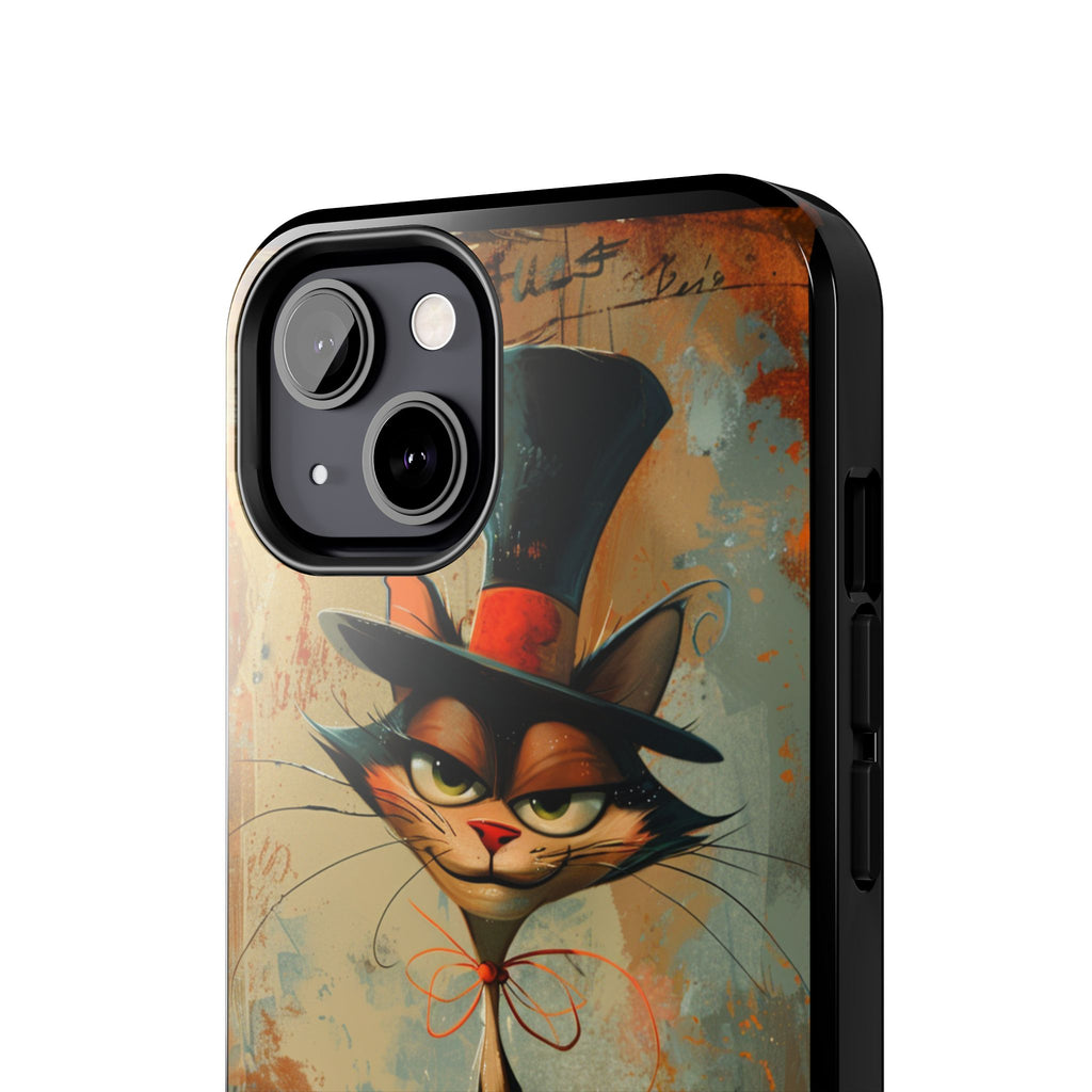 A Black Hat Cat Phone Cover Tough Case, iPhone and Samsung