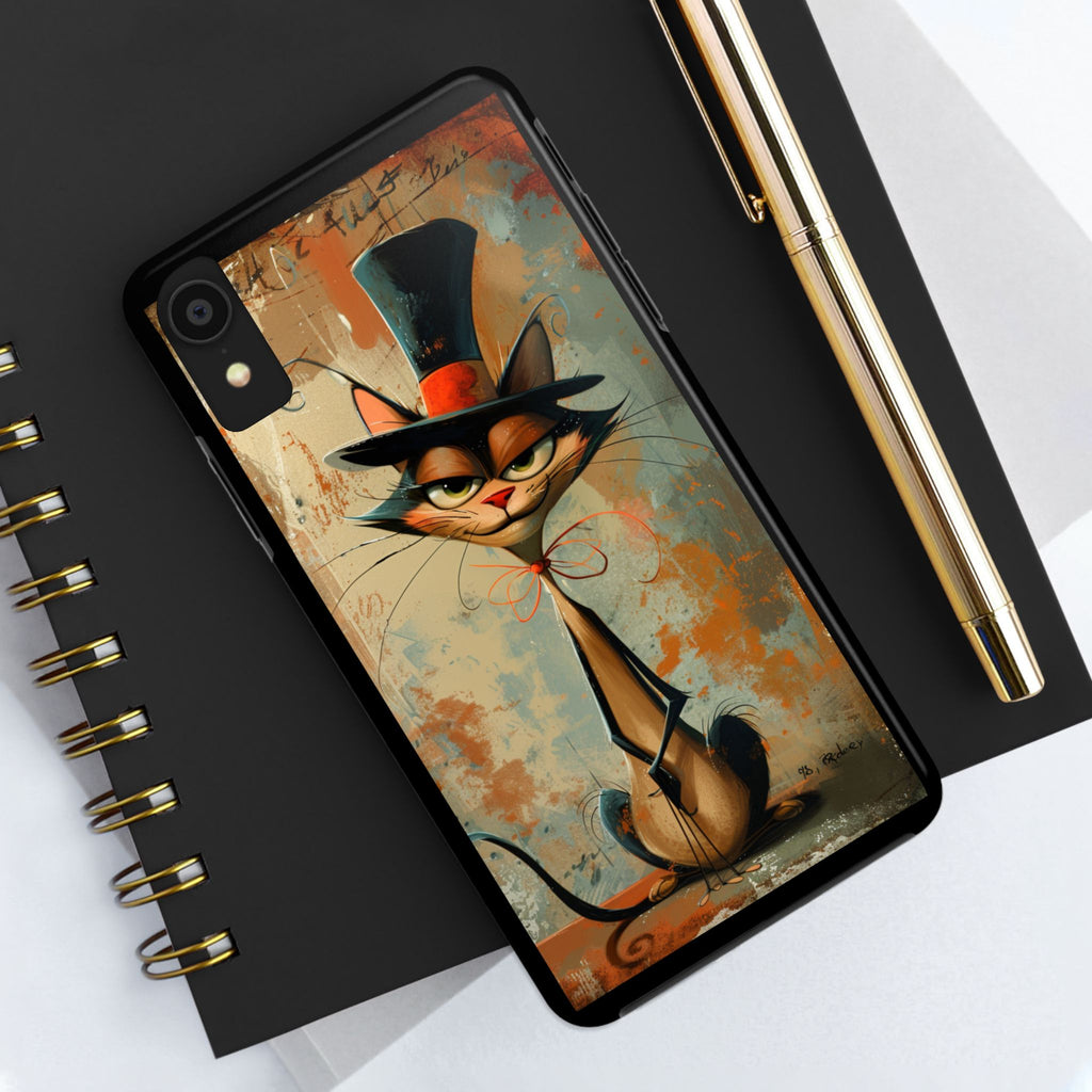 A Black Hat Cat Phone Cover Tough Case, iPhone and Samsung