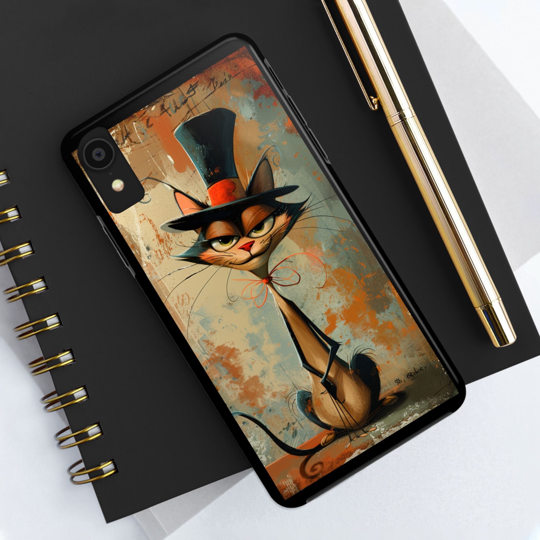 A Black Hat Cat Phone Cover Tough Case, iPhone and Samsung