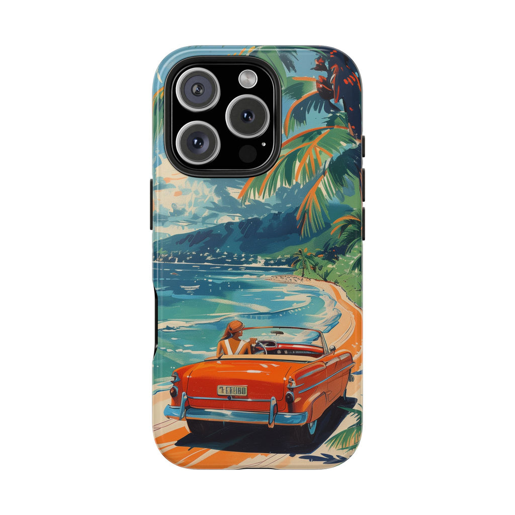 Phone Case - Summer Coast Drive Red Car Sun Sand Sea