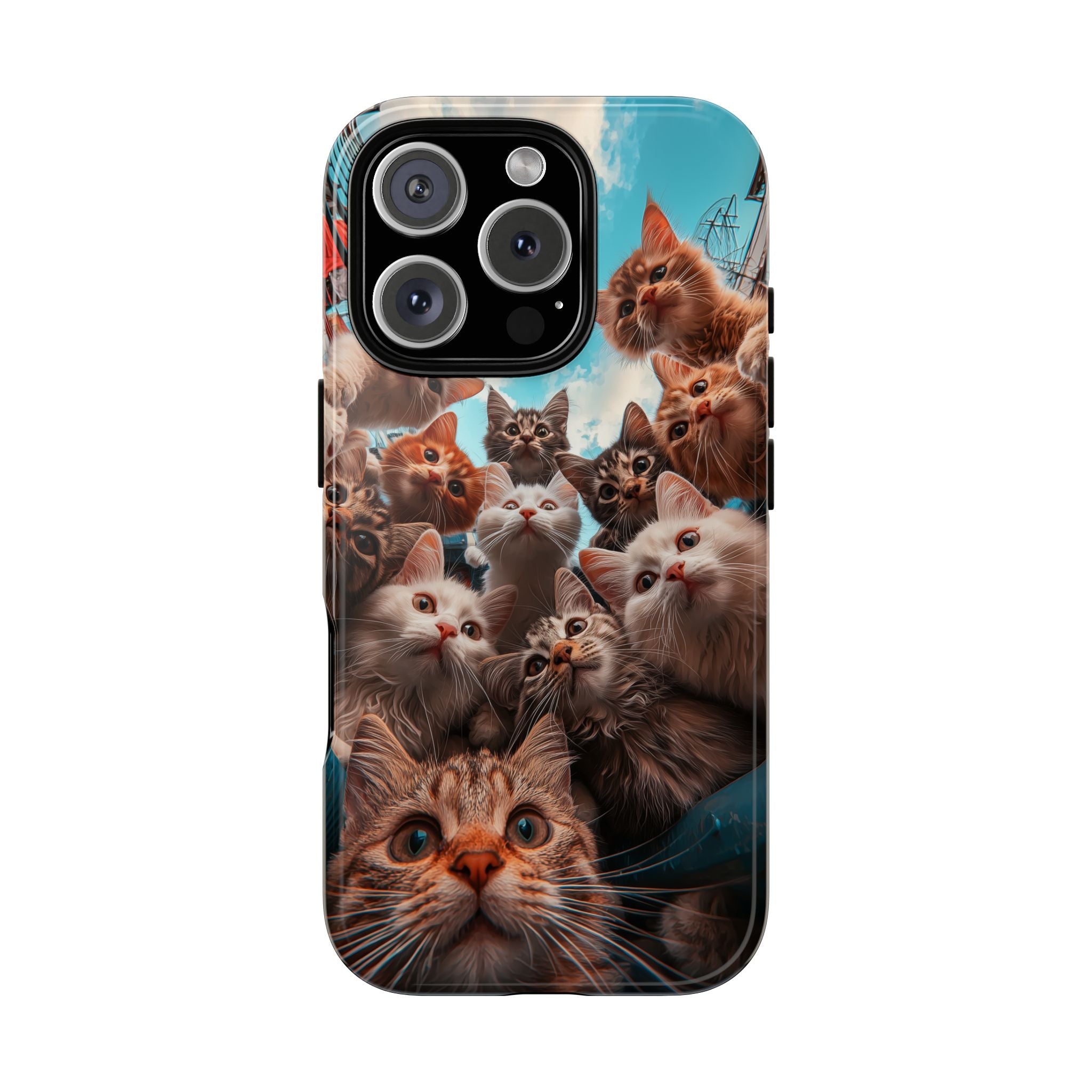 Camera and Kittens Design, Photography Lovers Gift, Protective Cover, Unique Hard Shell Case, Cat and Clouds Print