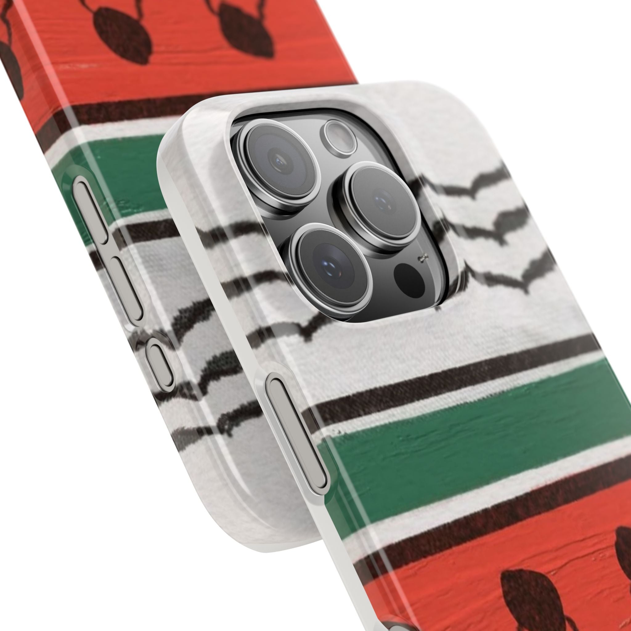 Hirbawi Keffiyeh Palestinian Pattern, Free Palestine Case, Slim Case for iPhone, KuffiyahPattern in Red, White and Black Symbol of Palestine