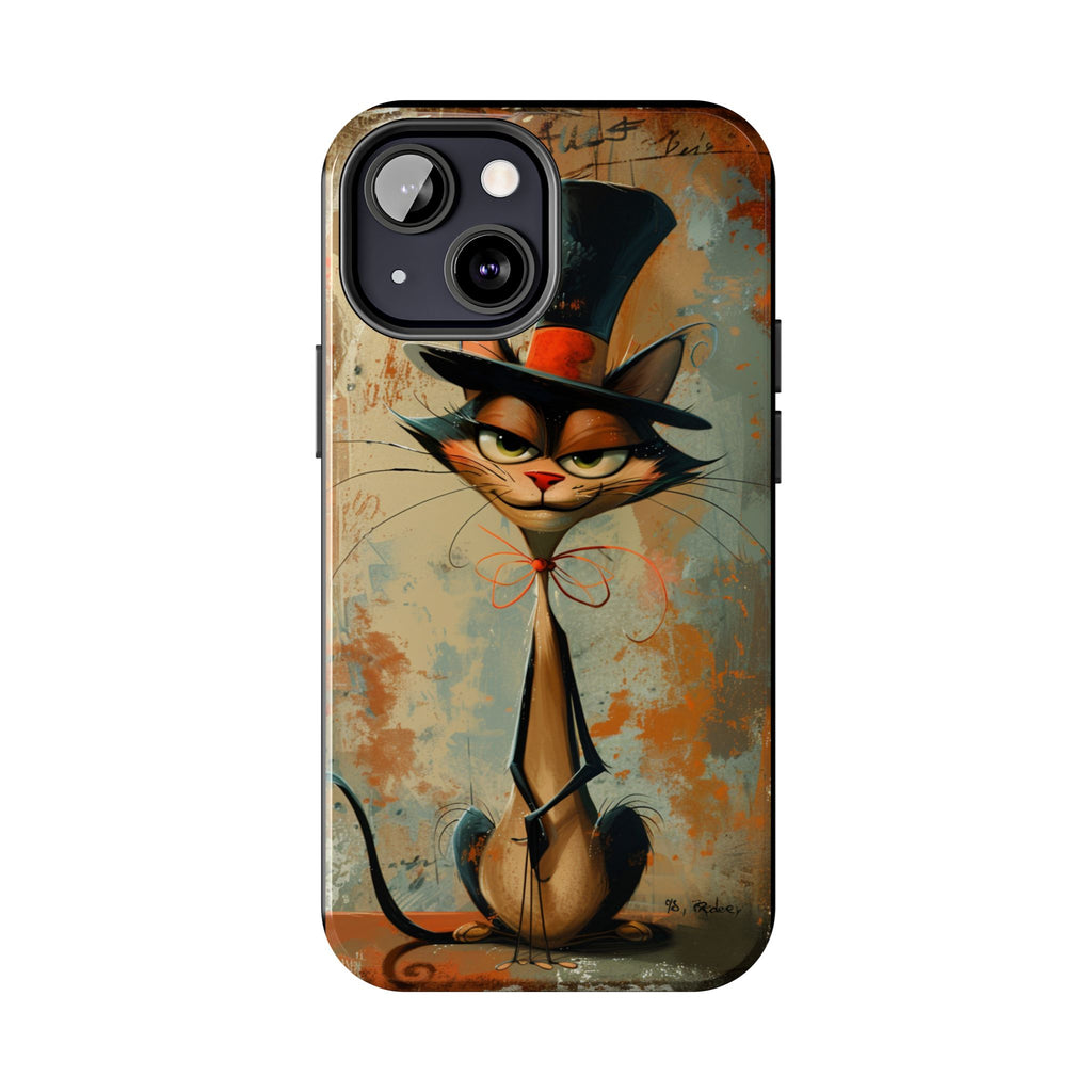 A Black Hat Cat Phone Cover Tough Case, iPhone and Samsung