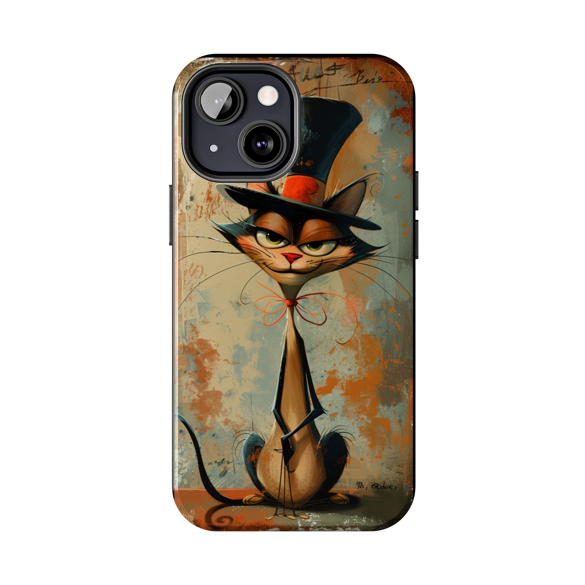 A Black Hat Cat Phone Cover Tough Case, iPhone and Samsung