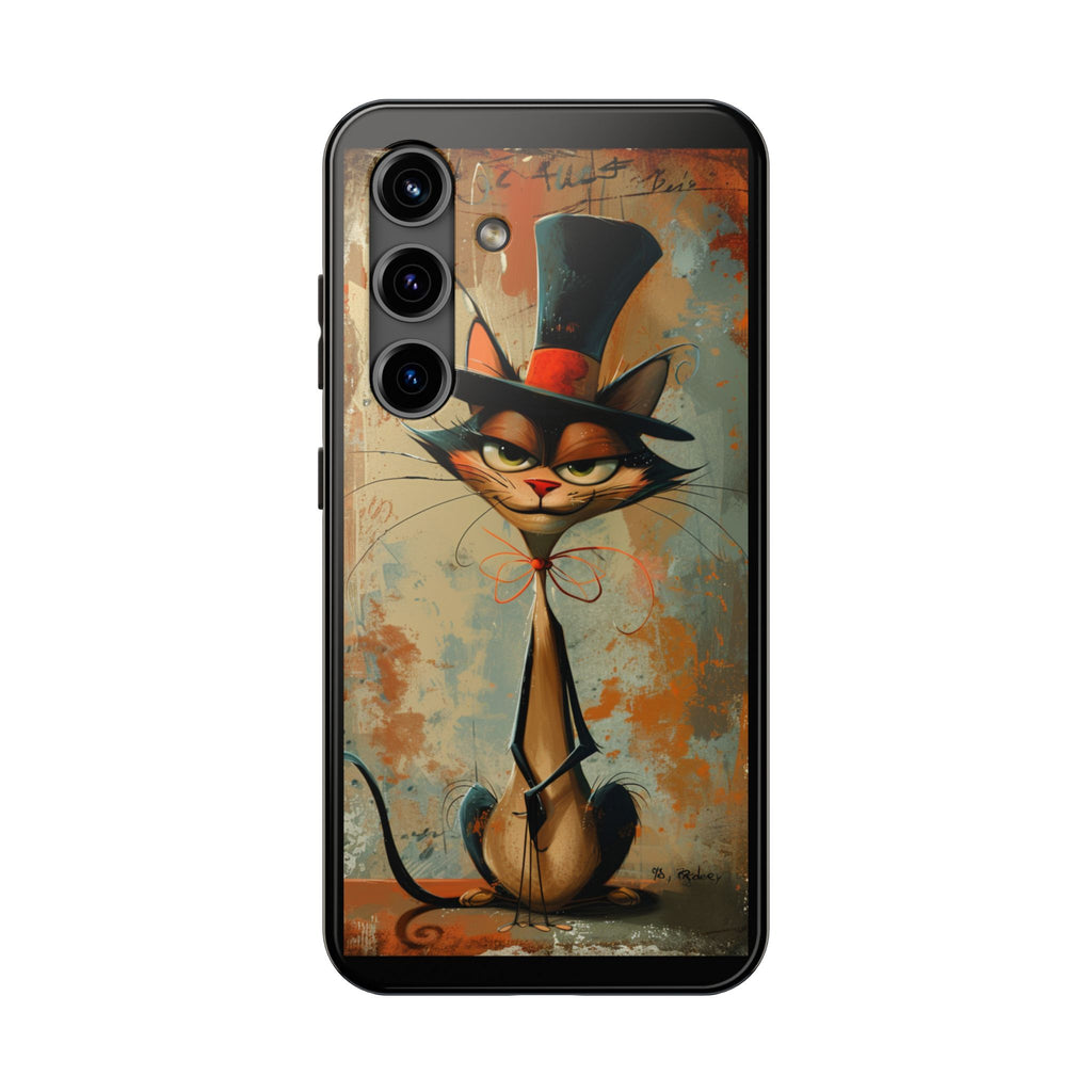 A Black Hat Cat Phone Cover Tough Case, iPhone and Samsung
