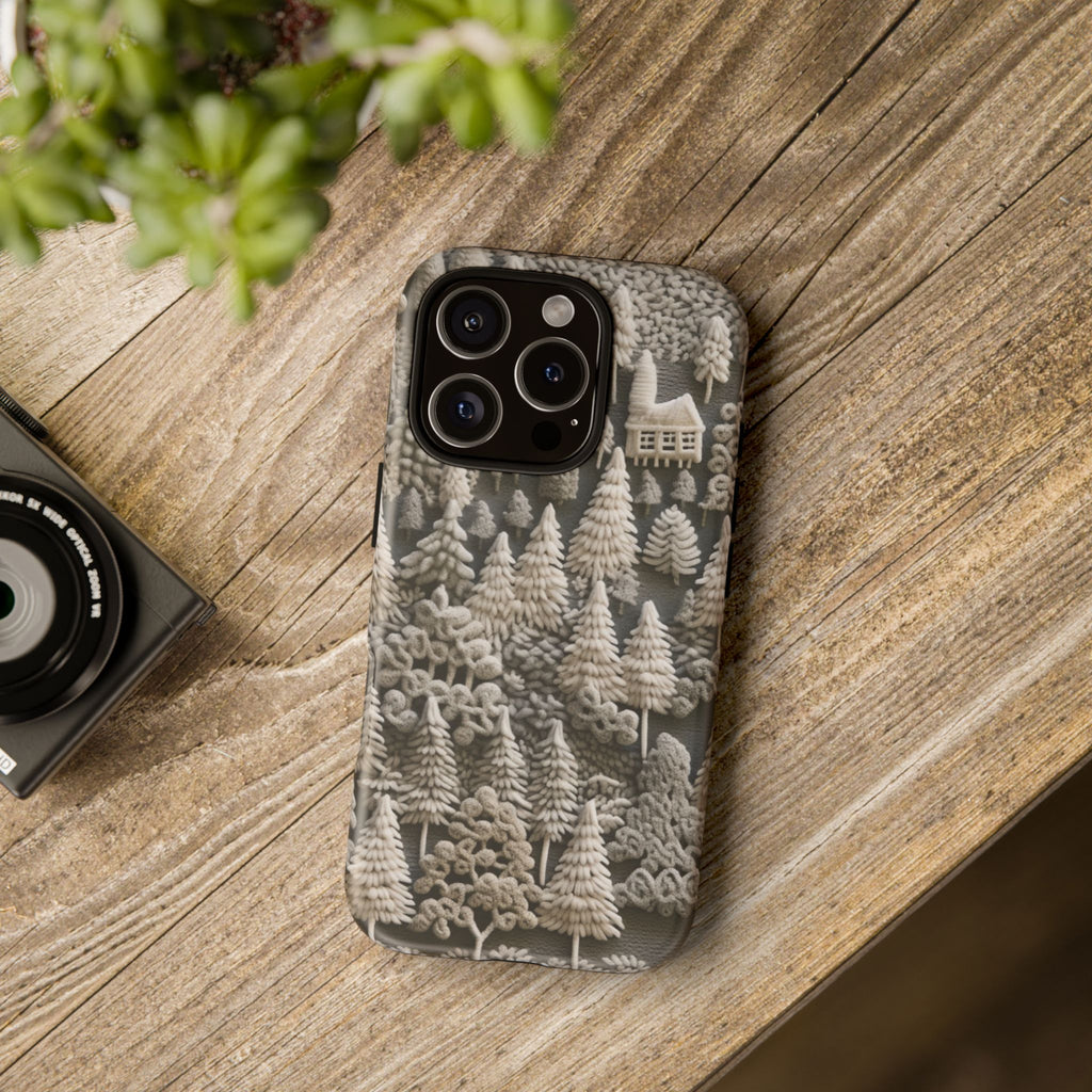 The Frozen Forest, Phone Cover Tough Case with a 3D knitted effect, Winter Motives, iPhone | Samsung