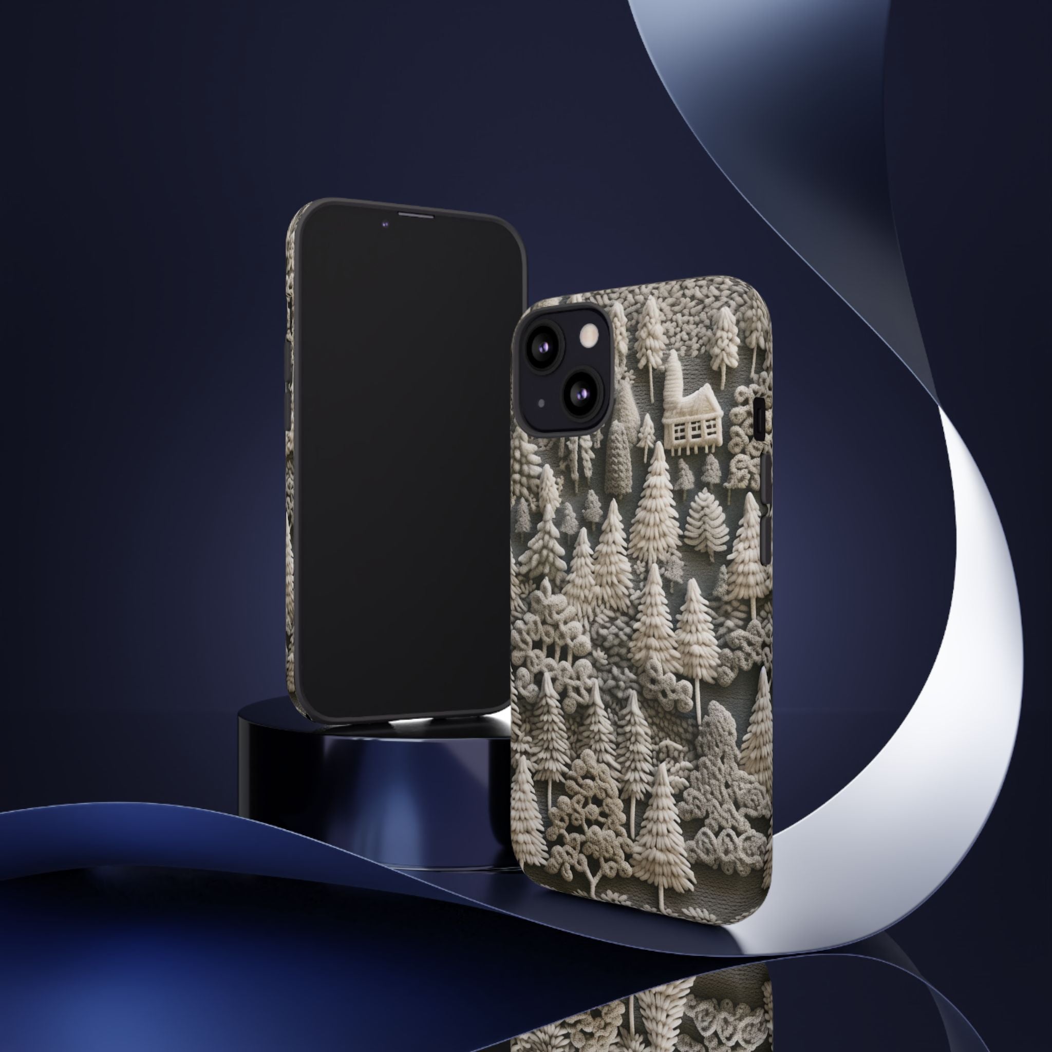 The Frozen Forest, Phone Cover Tough Case with a 3D knitted effect, Winter Motives, iPhone | Samsung