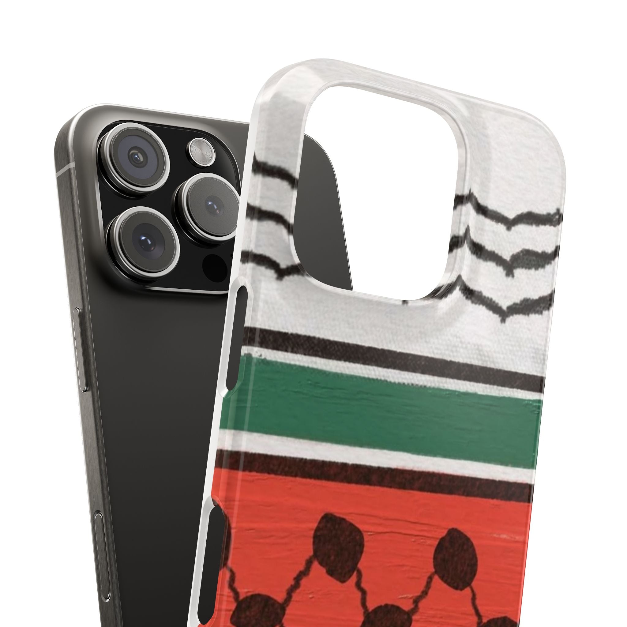 Hirbawi Keffiyeh Palestinian Pattern, Free Palestine Case, Slim Case for iPhone, KuffiyahPattern in Red, White and Black Symbol of Palestine