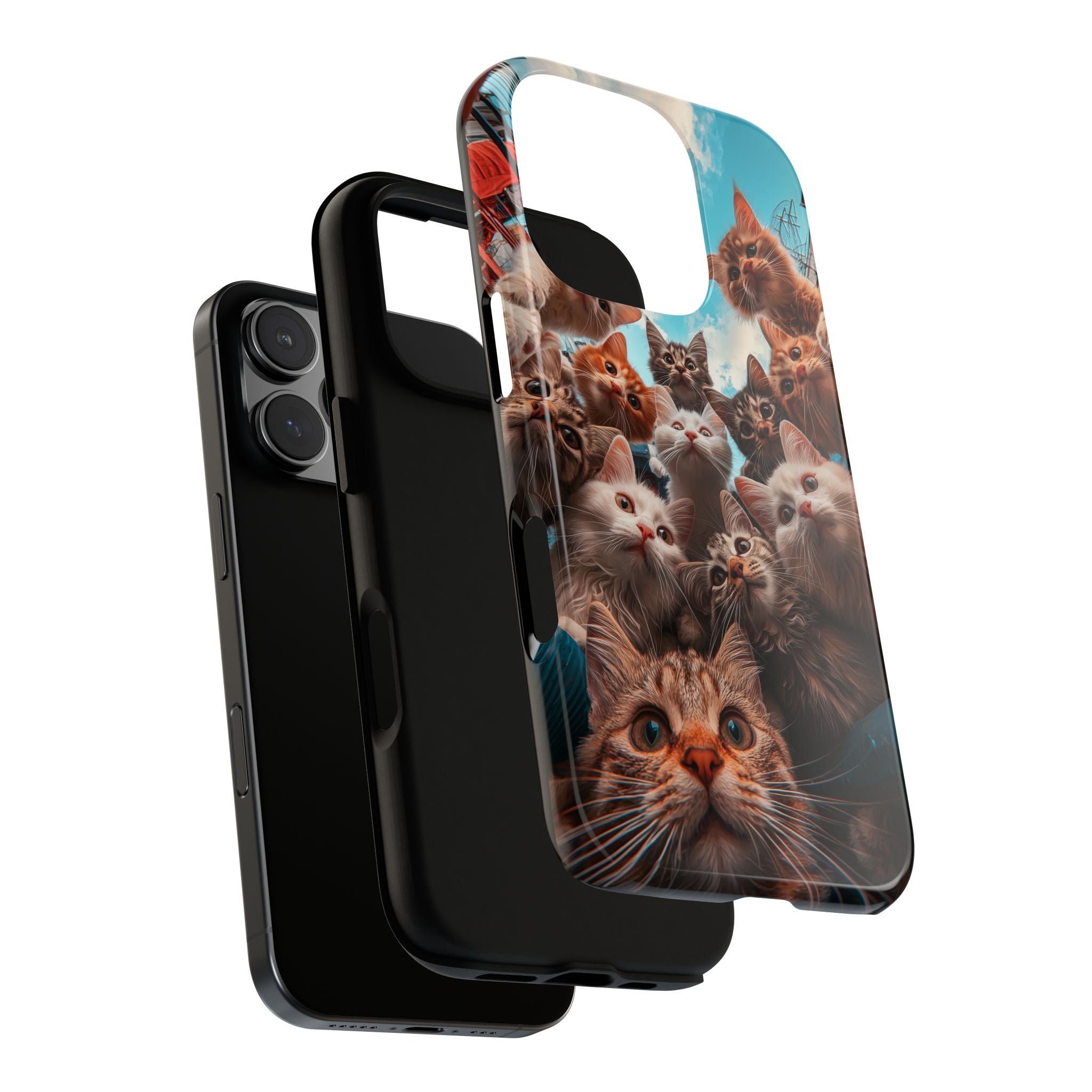 Camera and Kittens Design, Photography Lovers Gift, Protective Cover, Unique Hard Shell Case, Cat and Clouds Print