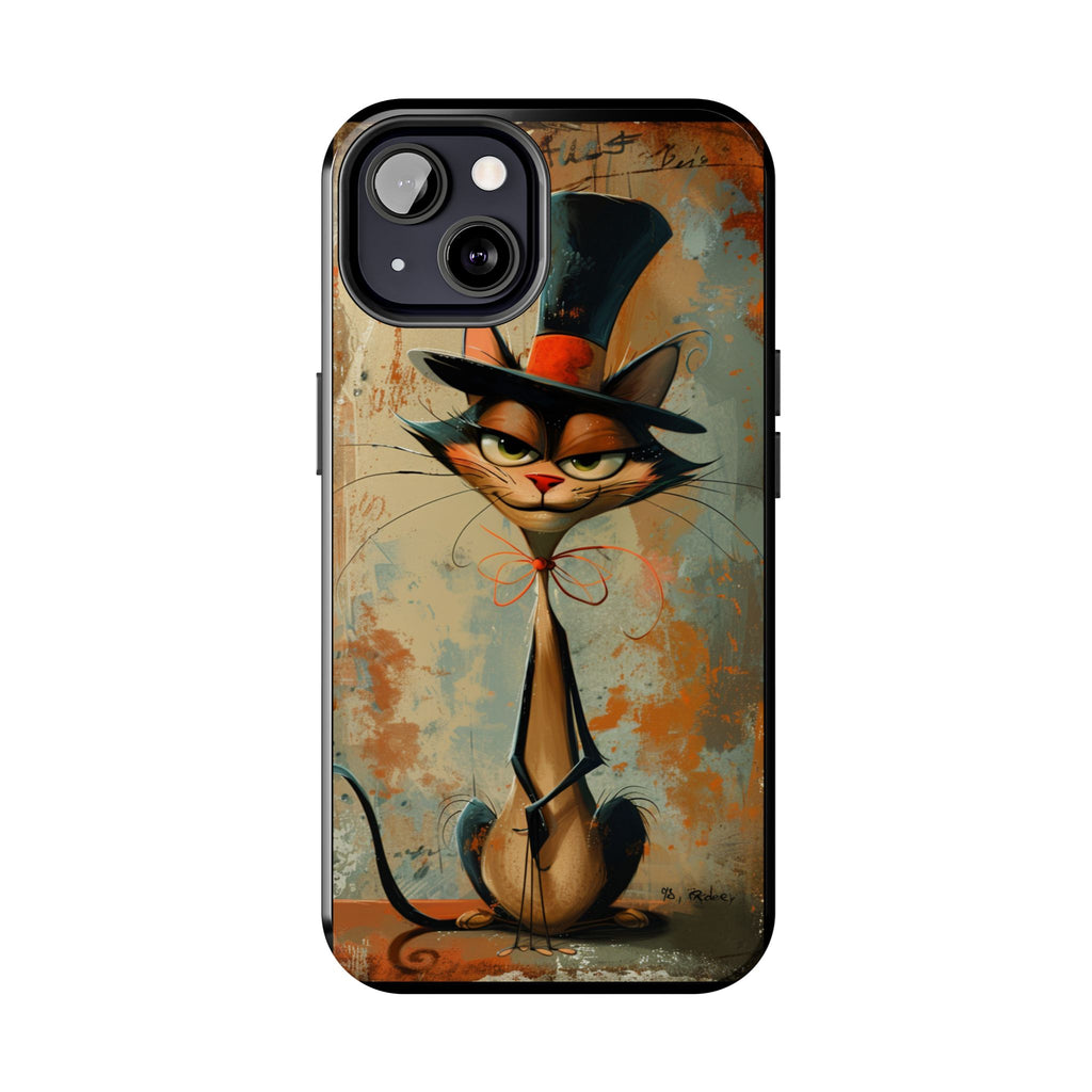 A Black Hat Cat Phone Cover Tough Case, iPhone and Samsung