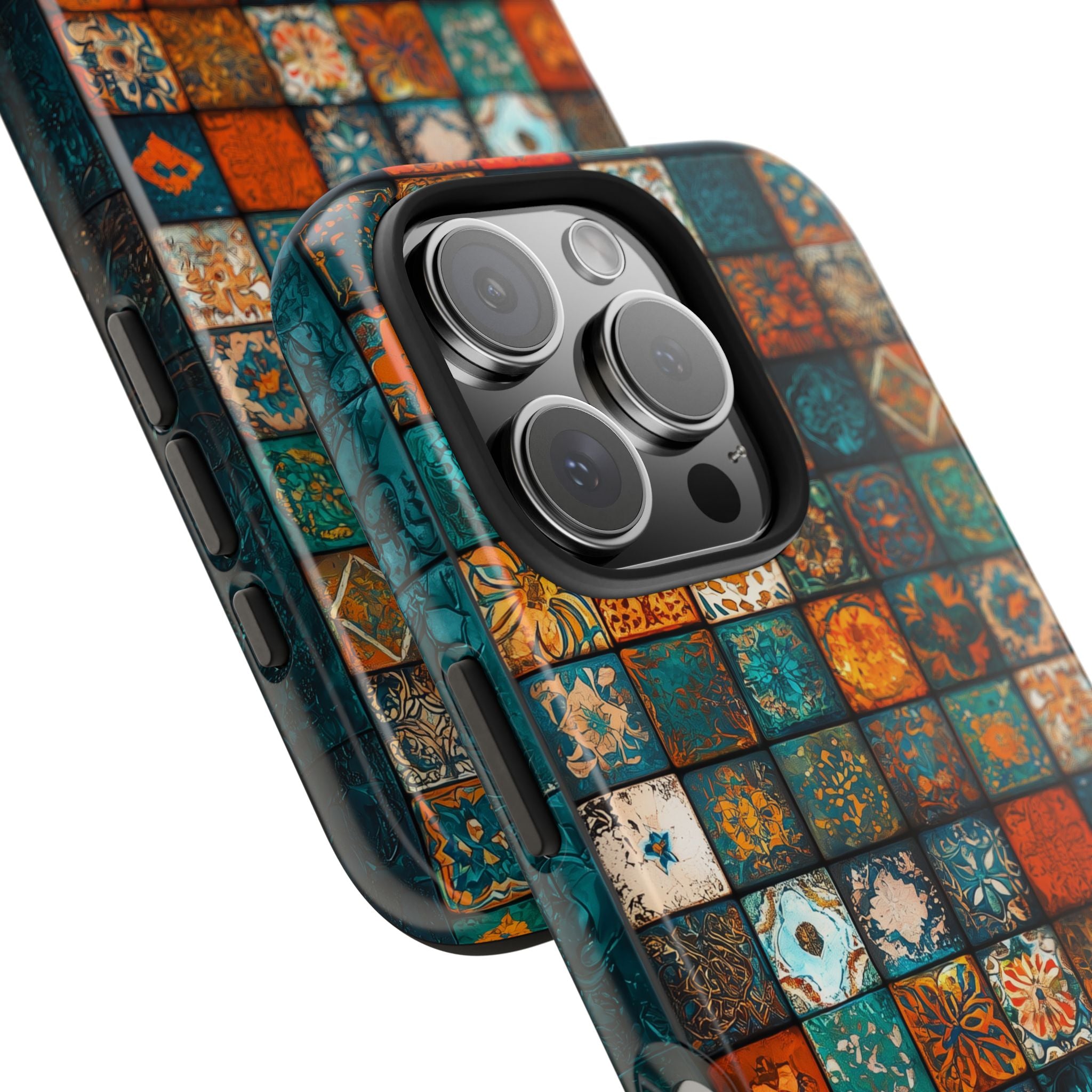 Colorful tile design, Strong Protection for iPhone and Samsung