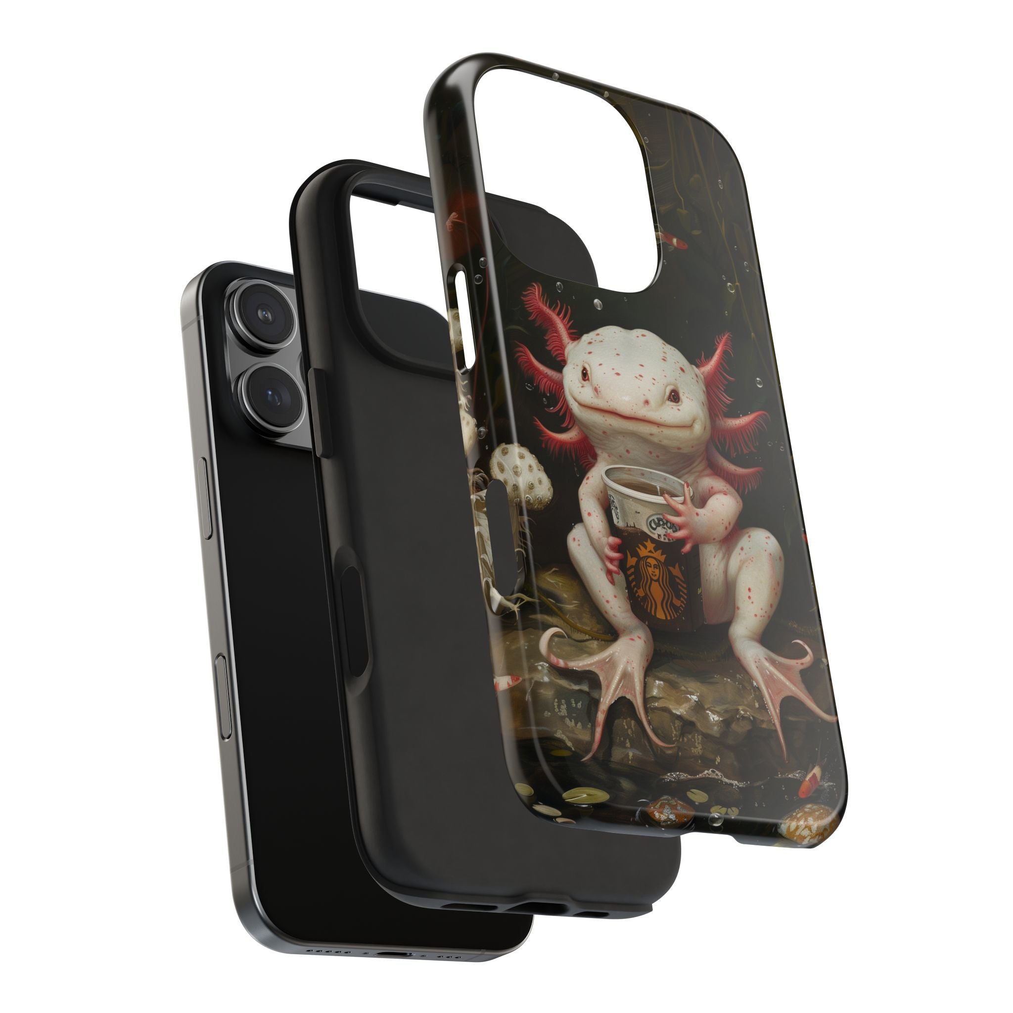 Axolotl drinking Coffee, Strong Protection for iPhone and Samsung