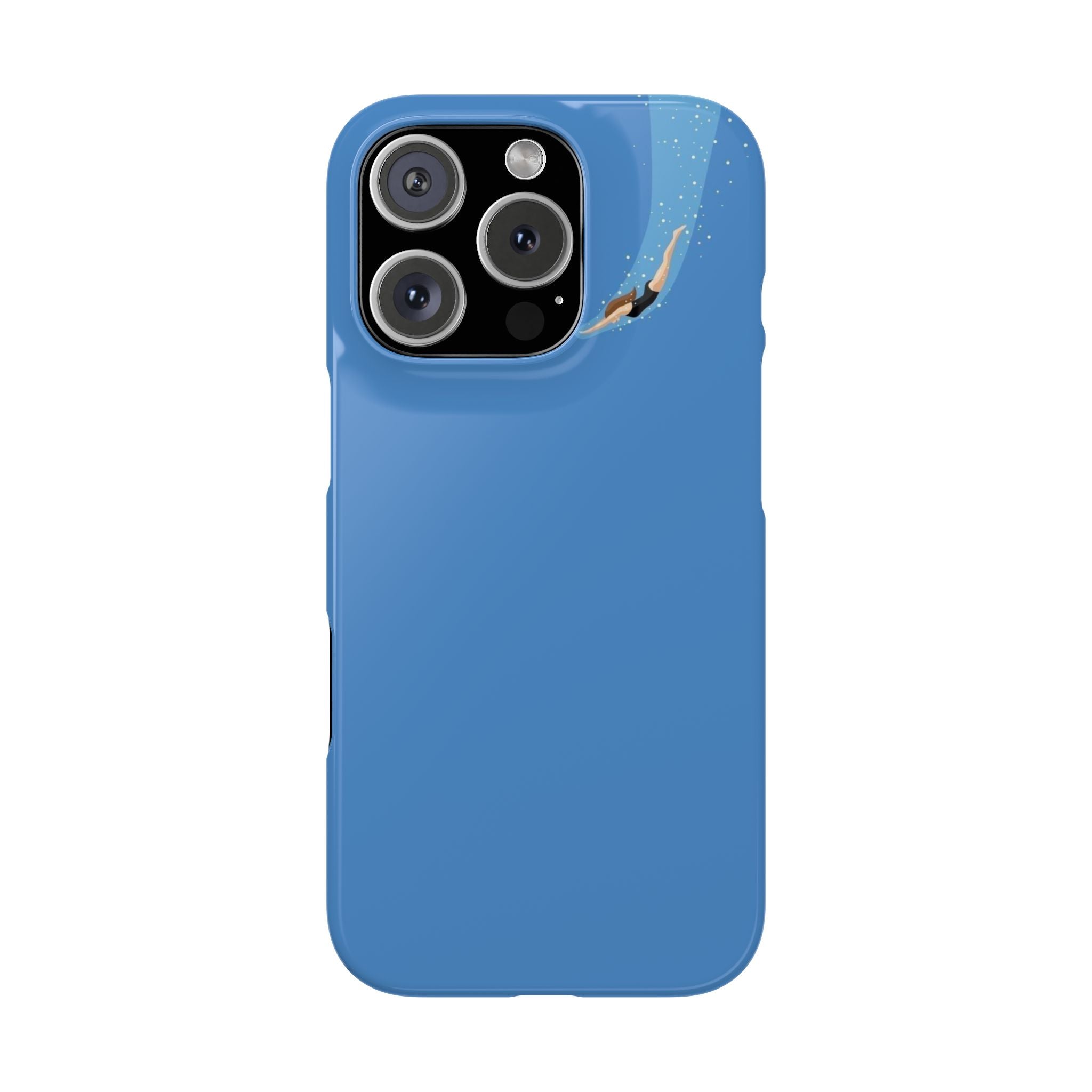 Minimalist Woman Diving Slim Phone Case, Elegant Blue Background, Fashion Illustration, Protective Phone Cover, Stylish Accessories