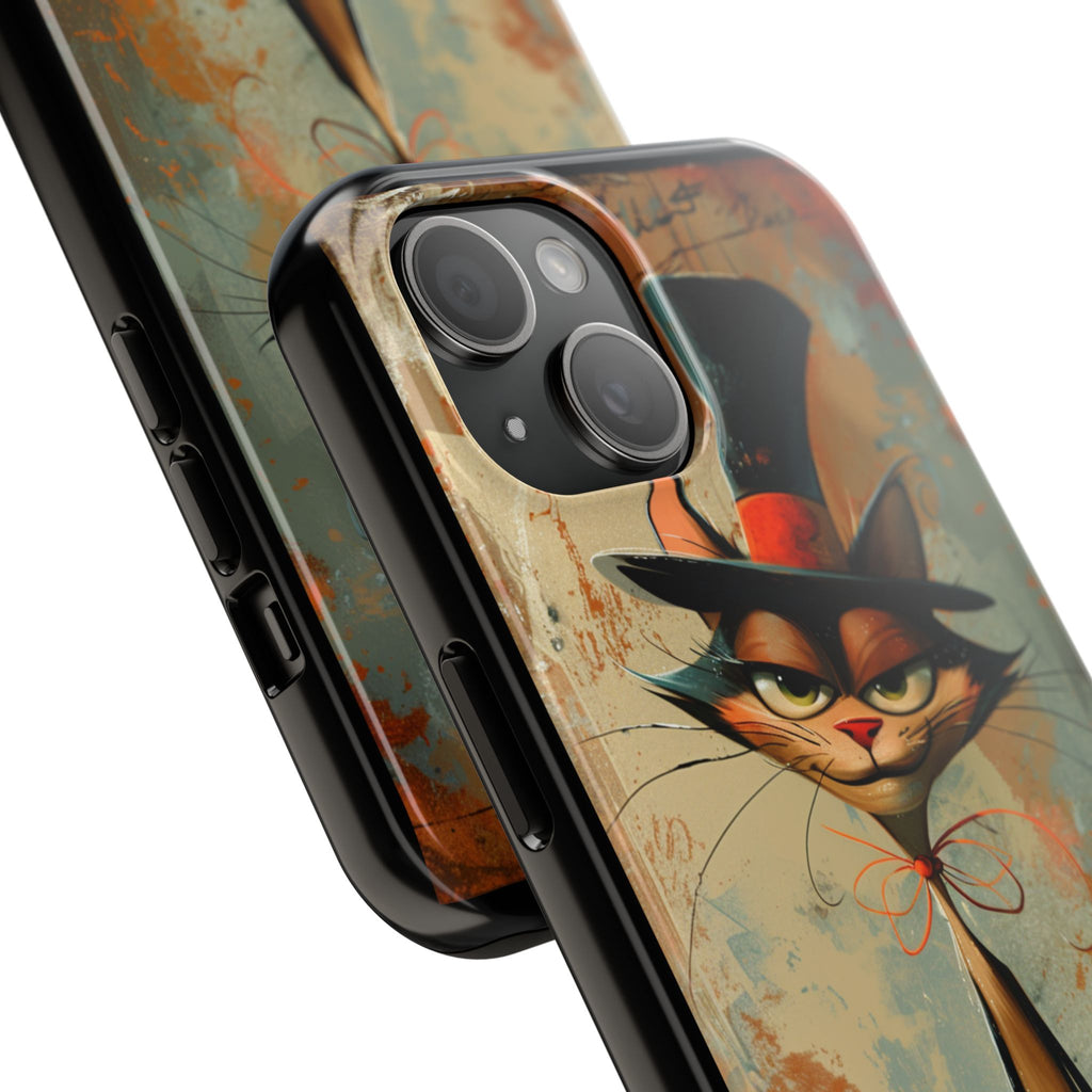 A Black Hat Cat Phone Cover Tough Case, iPhone and Samsung