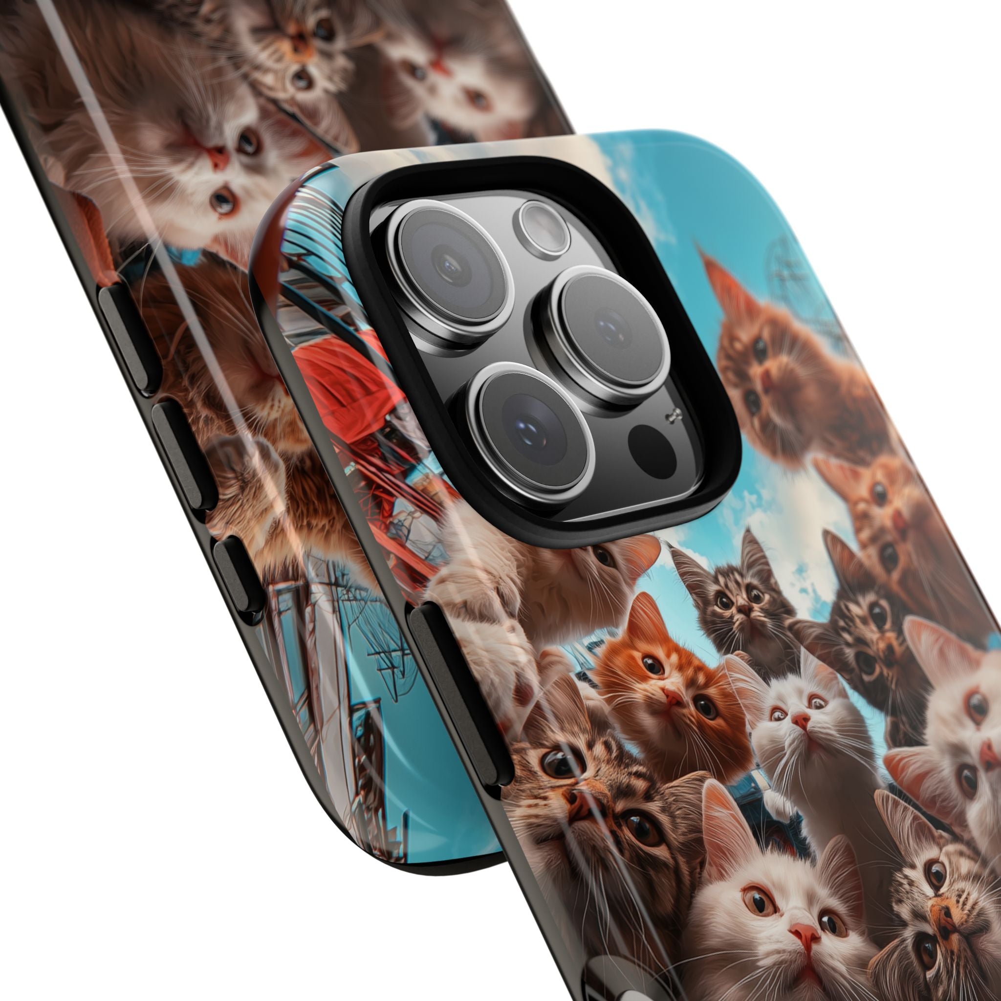 Camera and Kittens Design, Photography Lovers Gift, Protective Cover, Unique Hard Shell Case, Cat and Clouds Print