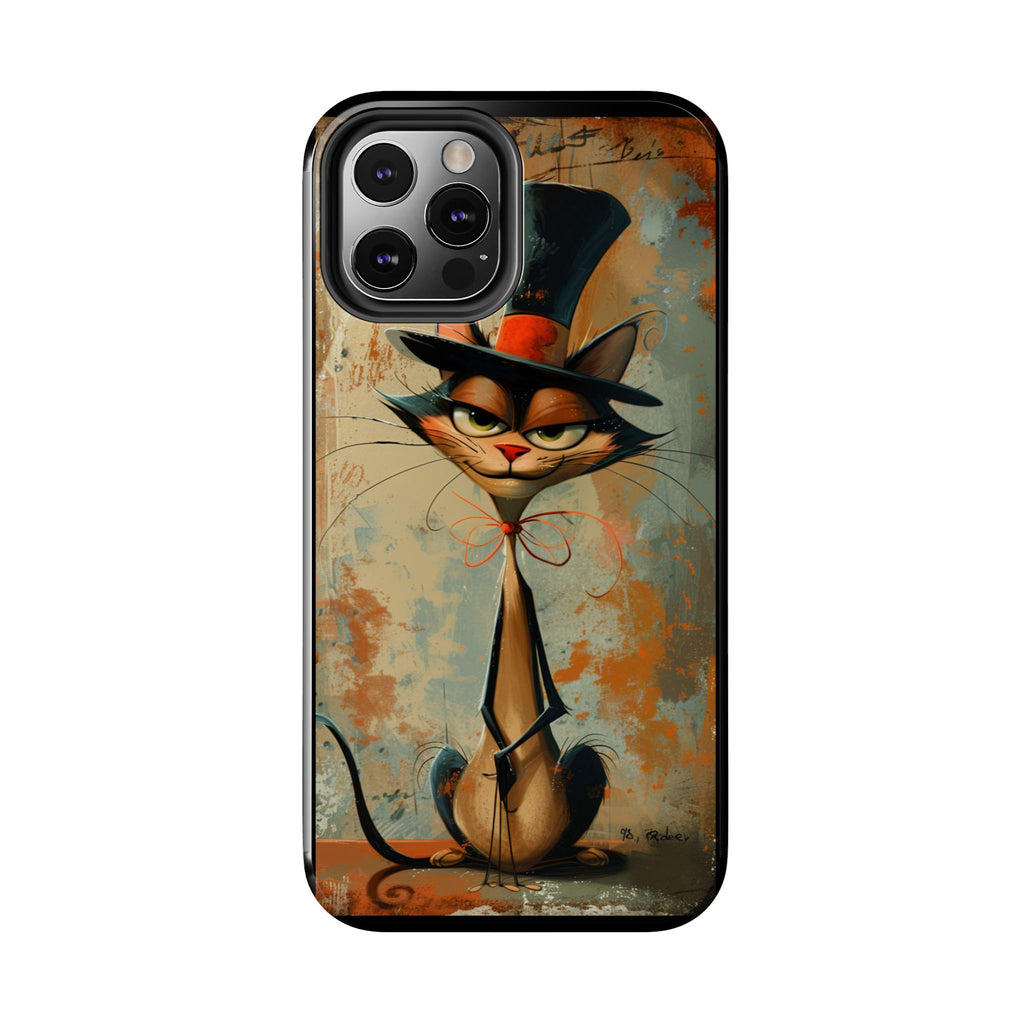 A Black Hat Cat Phone Cover Tough Case, iPhone and Samsung