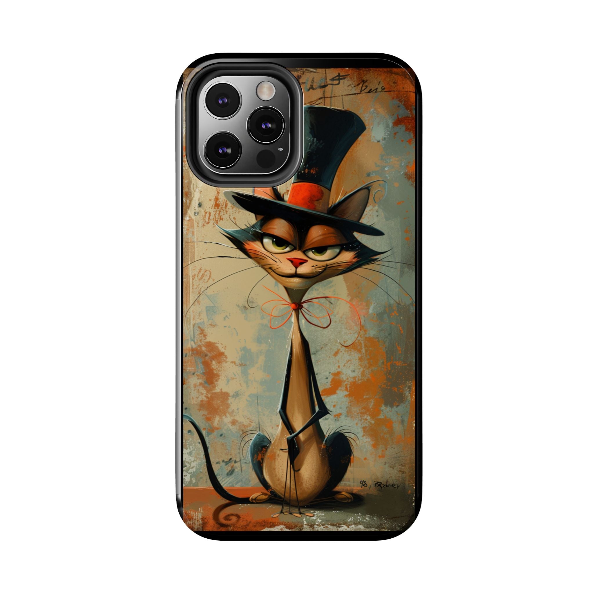 A Black Hat Cat Phone Cover Tough Case, iPhone and Samsung