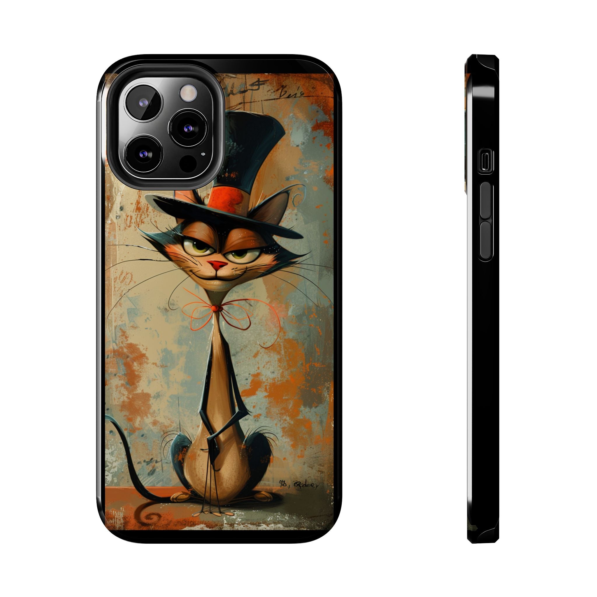 A Black Hat Cat Phone Cover Tough Case, iPhone and Samsung