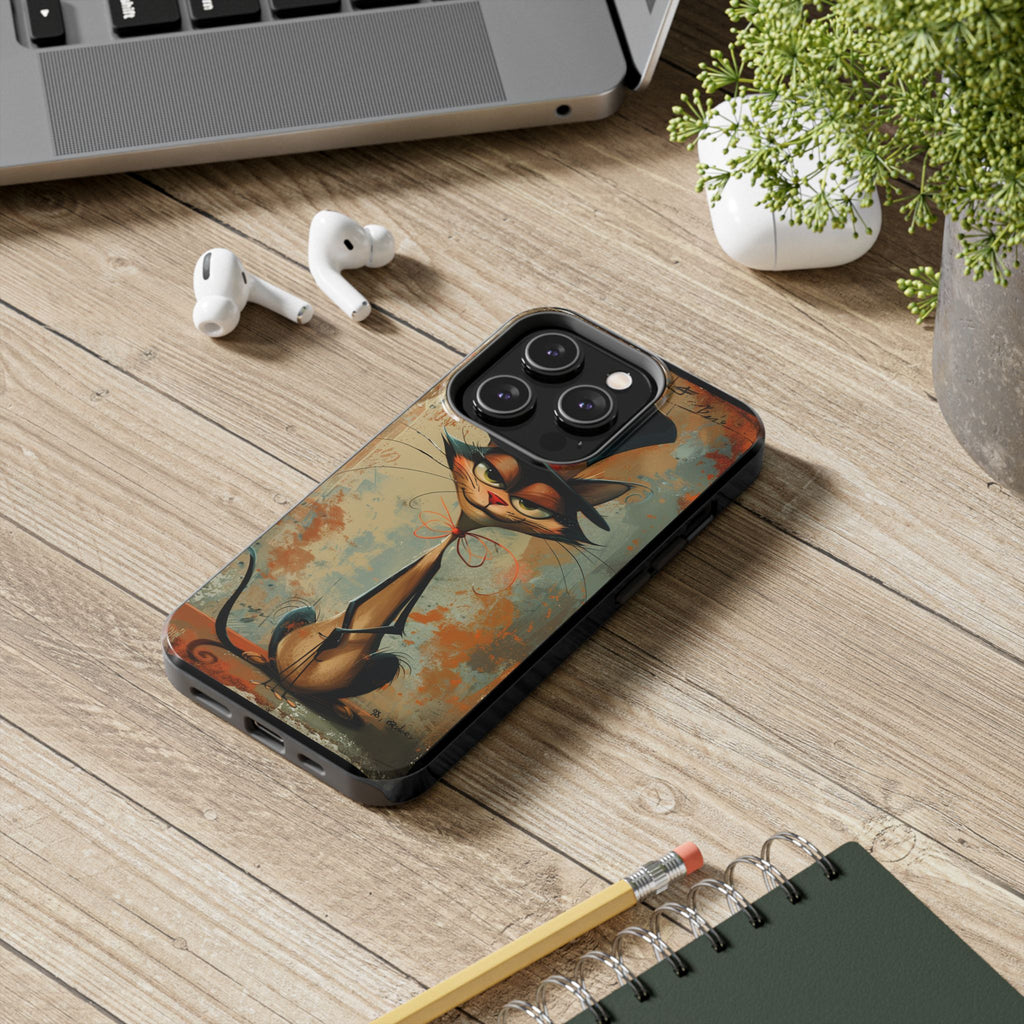 A Black Hat Cat Phone Cover Tough Case, iPhone and Samsung