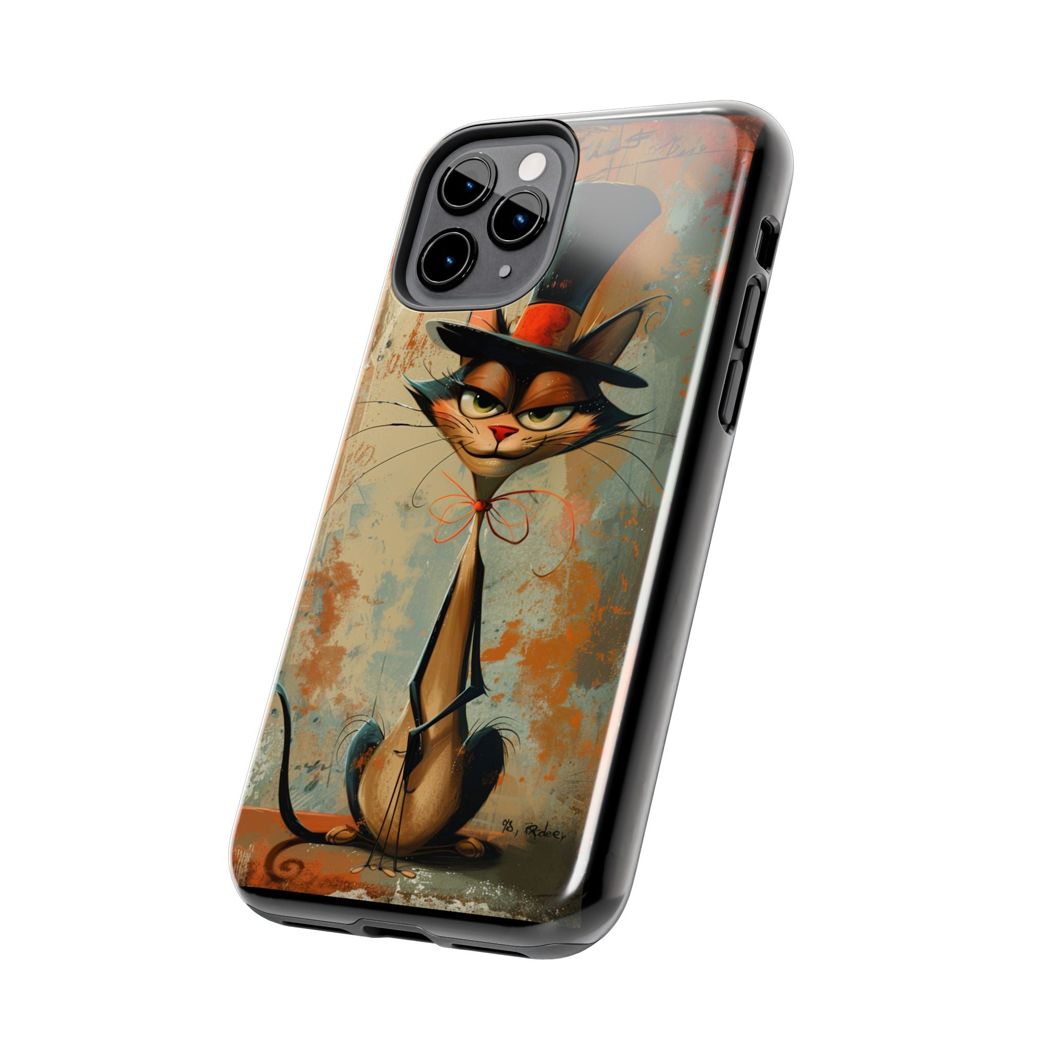 A Black Hat Cat Phone Cover Tough Case, iPhone and Samsung
